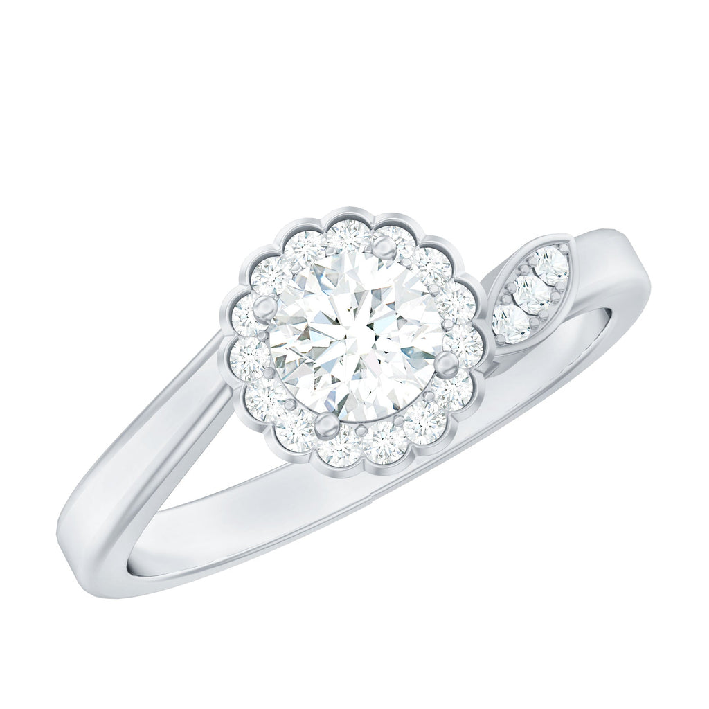 Certified 5 MM Lab Grown Diamond Floral Engagement Ring