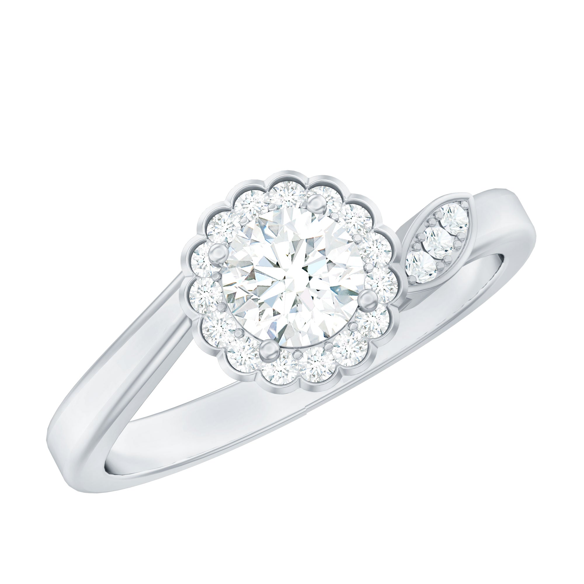Certified 5 MM Lab Grown Diamond Floral Engagement Ring