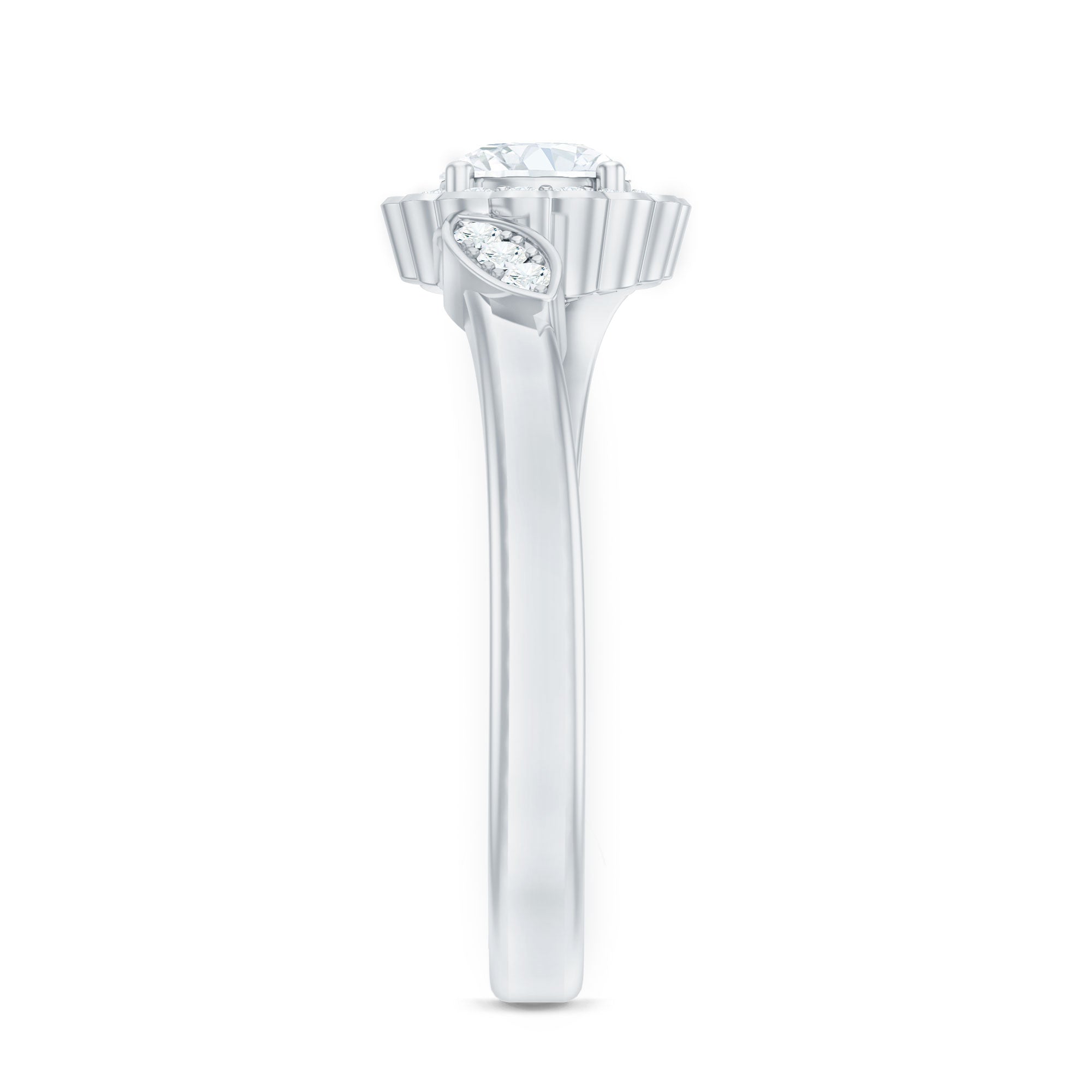 Certified 5 MM Lab Grown Diamond Floral Engagement Ring