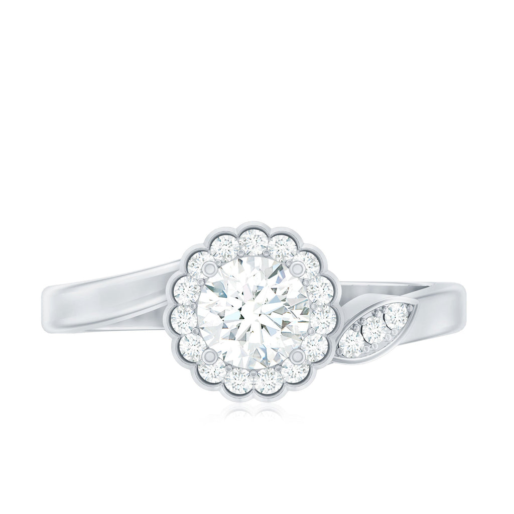 Certified 5 MM Lab Grown Diamond Floral Engagement Ring