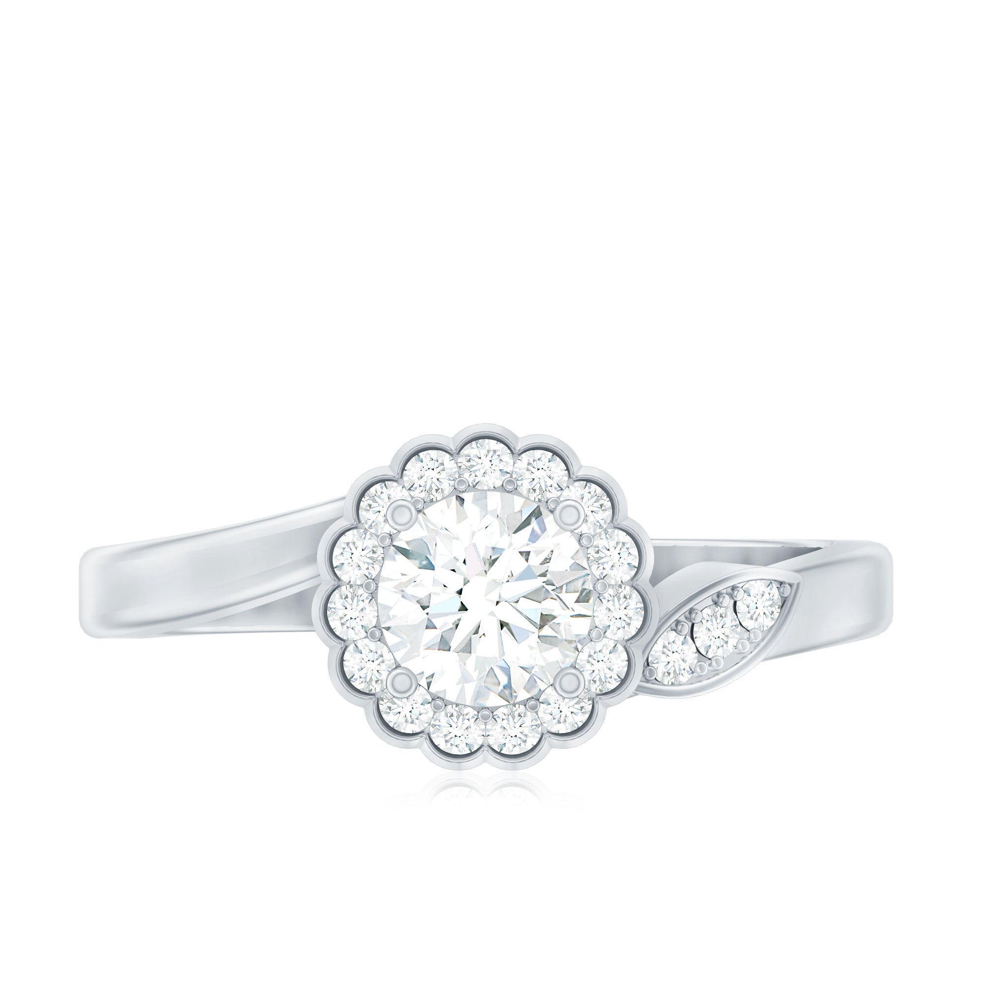 Certified 5 MM Lab Grown Diamond Floral Engagement Ring