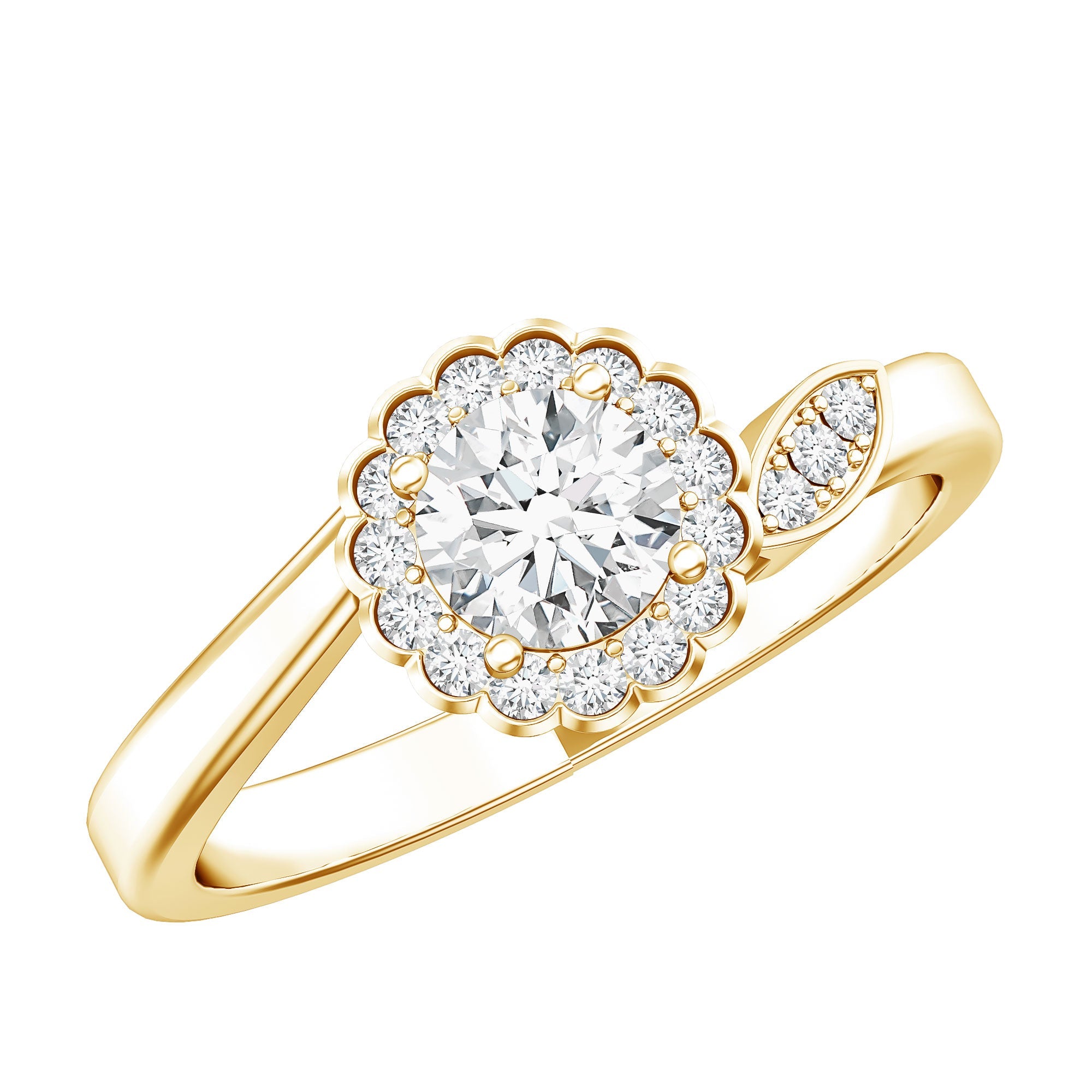 Certified 5 MM Lab Grown Diamond Floral Engagement Ring
