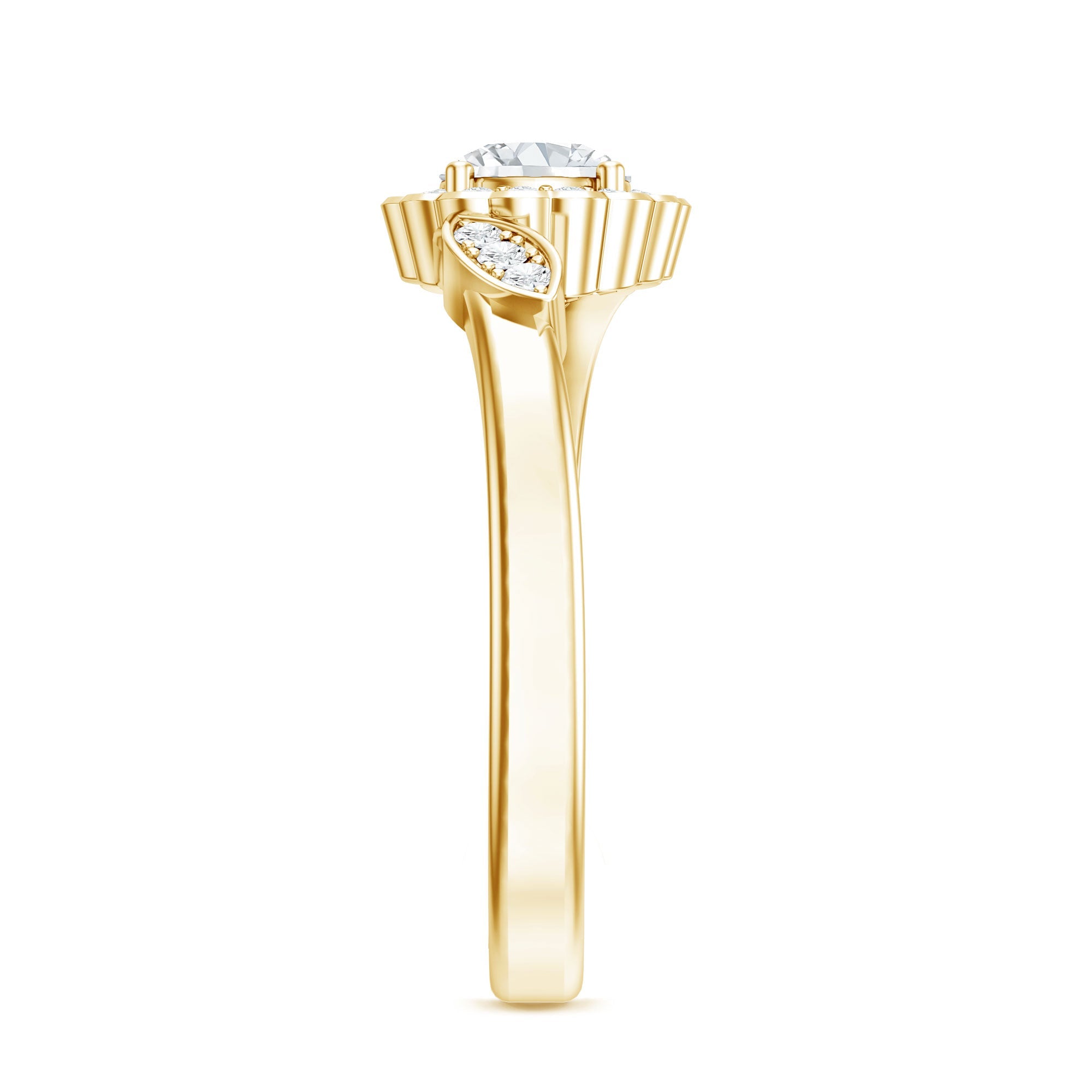 Certified 5 MM Lab Grown Diamond Floral Engagement Ring