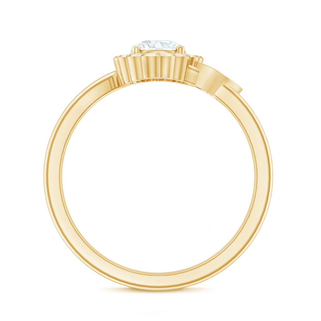 Certified 5 MM Lab Grown Diamond Floral Engagement Ring