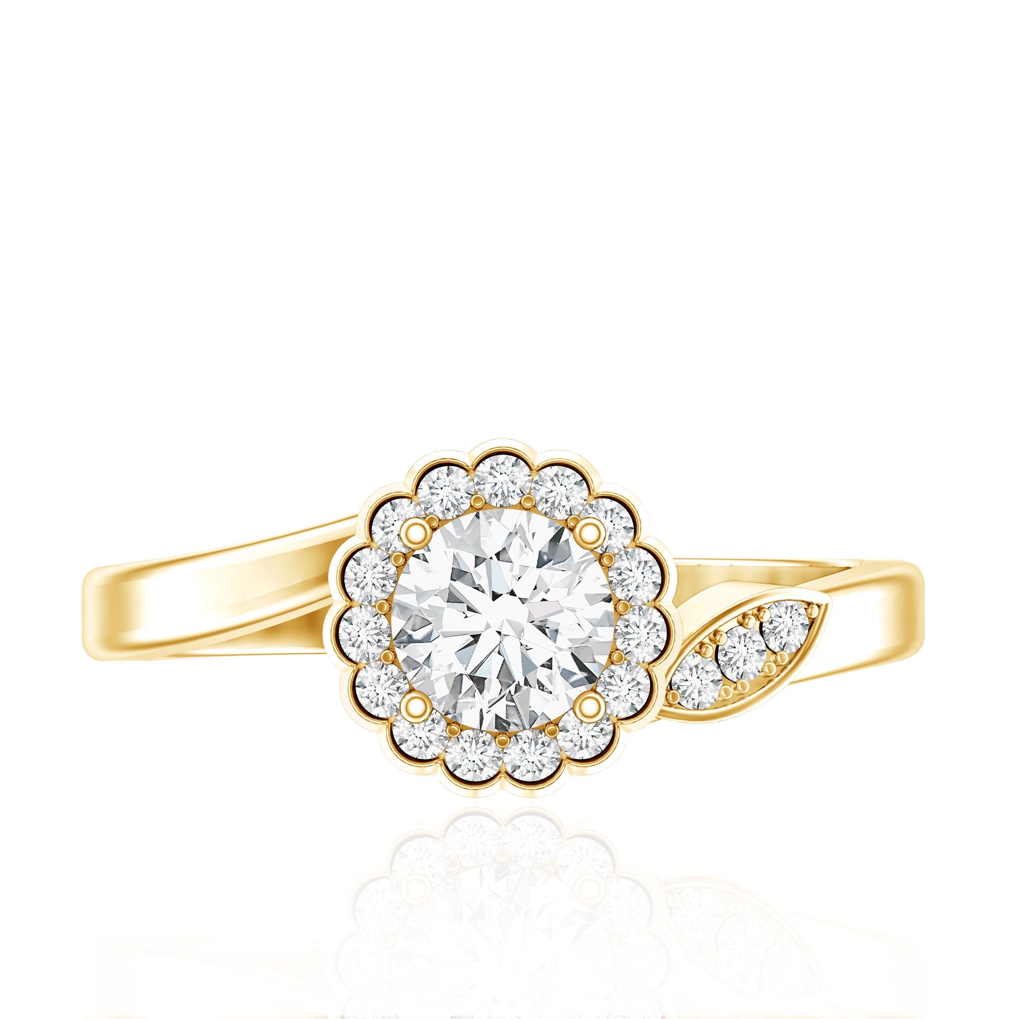 Certified 5 MM Lab Grown Diamond Floral Engagement Ring