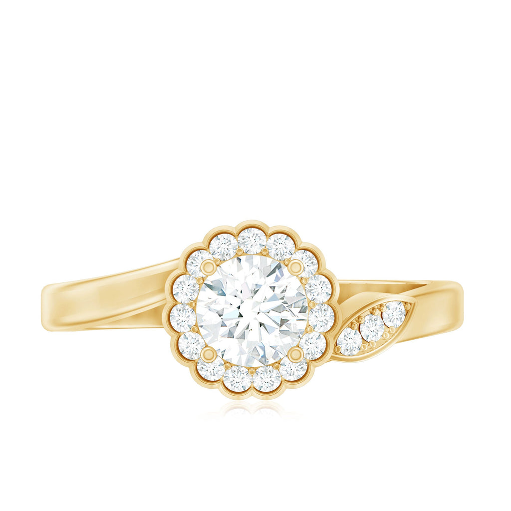 Certified 5 MM Lab Grown Diamond Floral Engagement Ring
