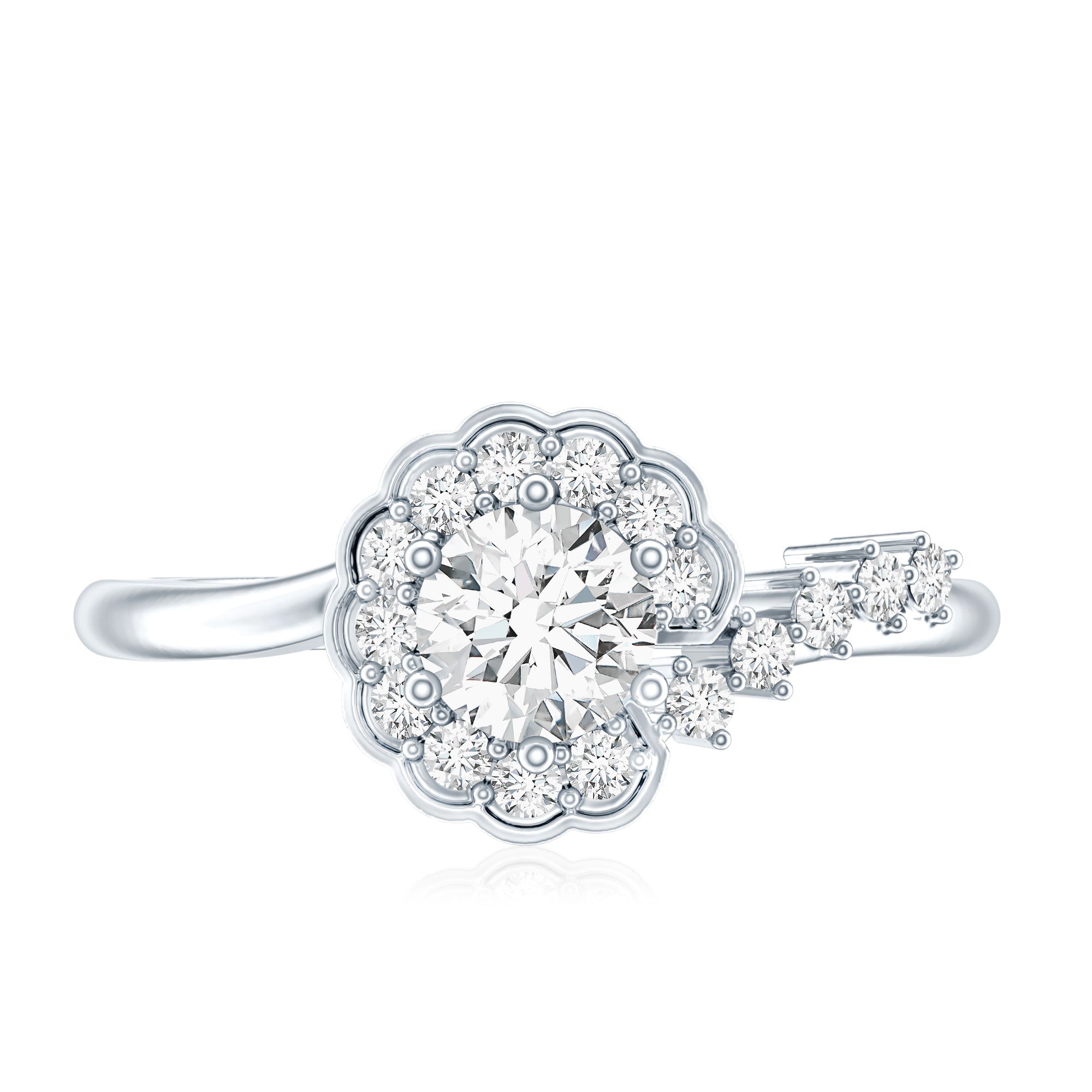 Certified 5 MM Lab Grown Diamond Nature Inspired Engagement Ring
