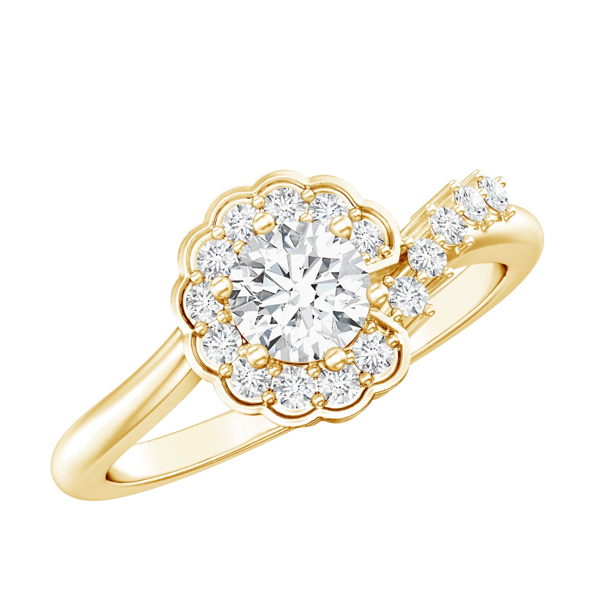 Certified 5 MM Lab Grown Diamond Nature Inspired Engagement Ring