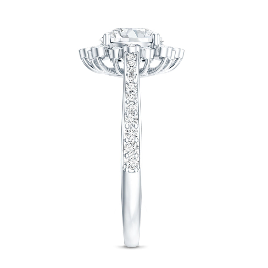 Lab Grown Diamond 8 MM Circle Engagement Ring With Side Stones