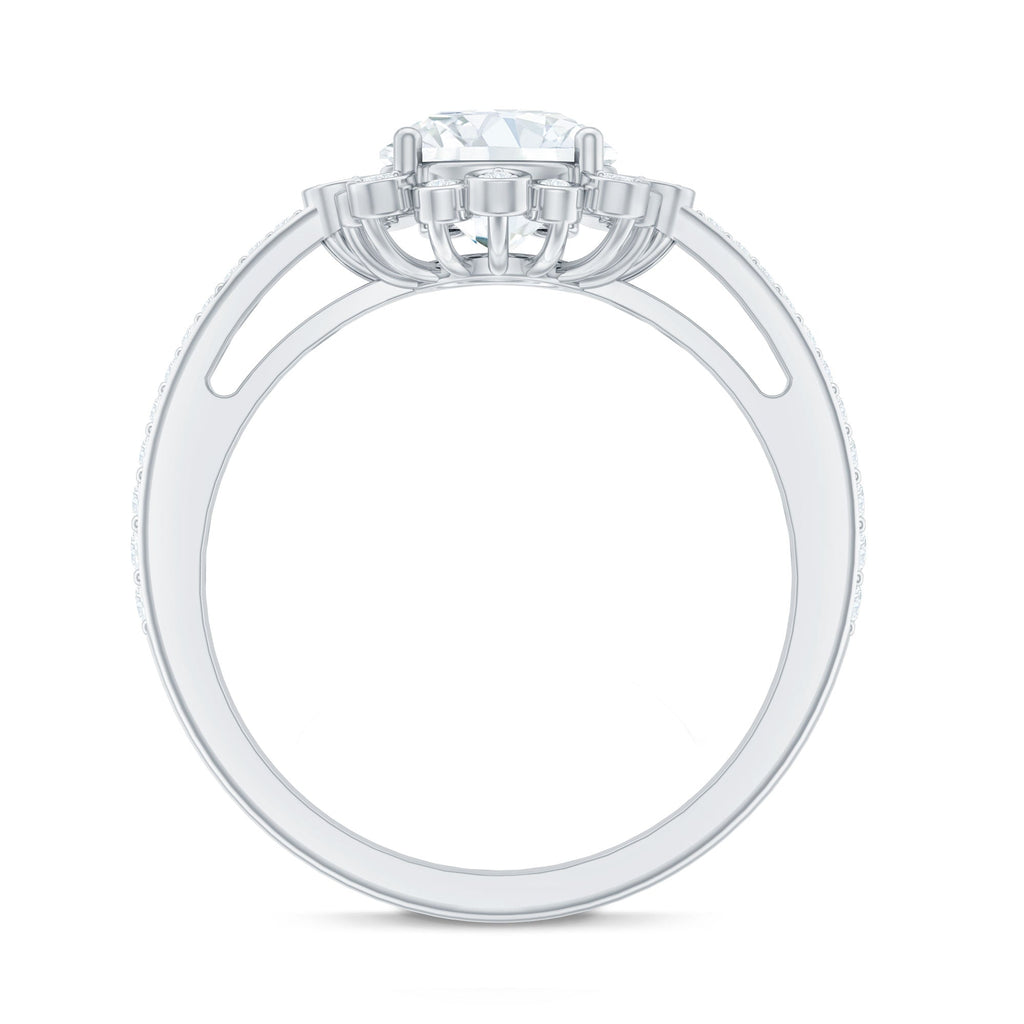 Lab Grown Diamond 8 MM Circle Engagement Ring With Side Stones