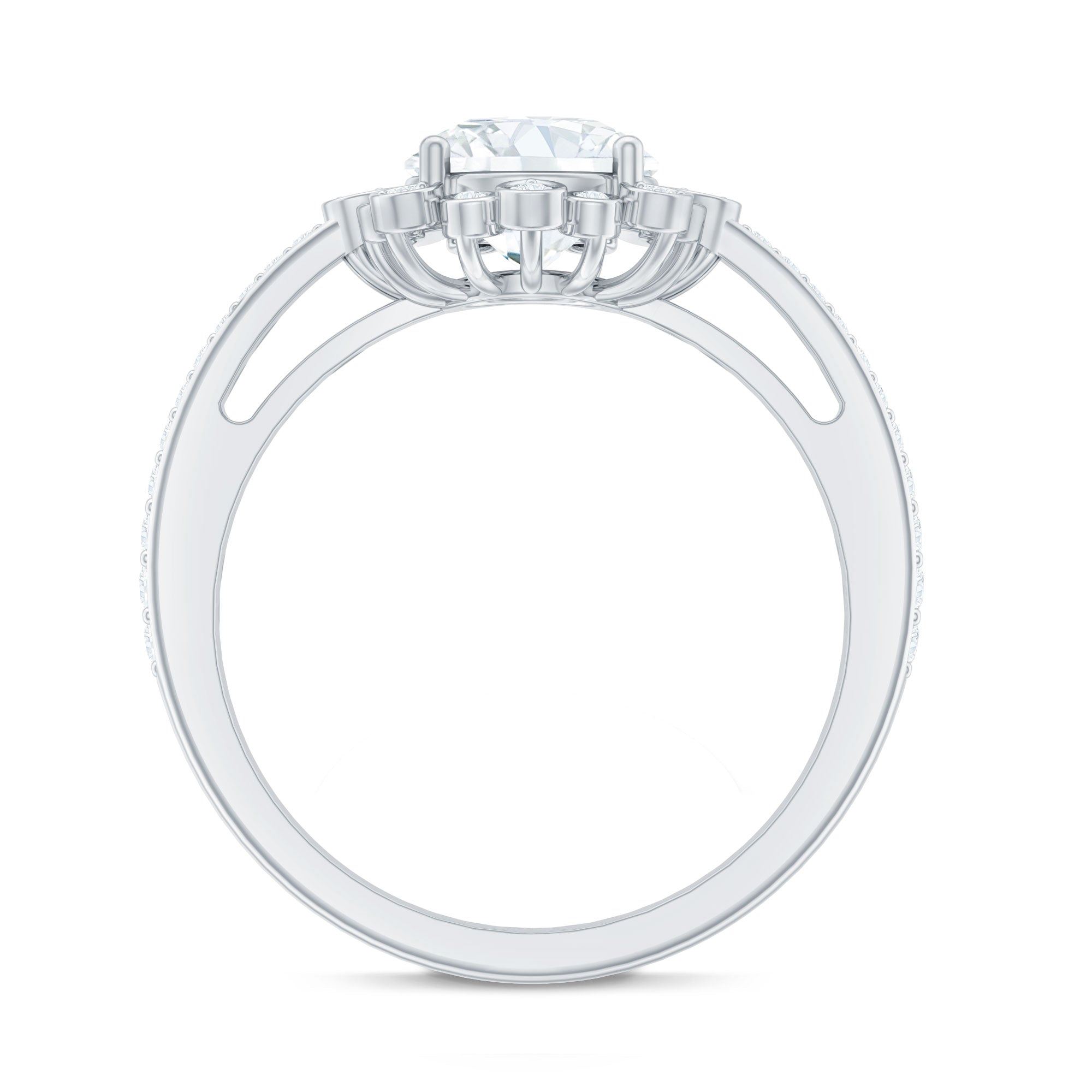 Lab Grown Diamond 8 MM Circle Engagement Ring With Side Stones