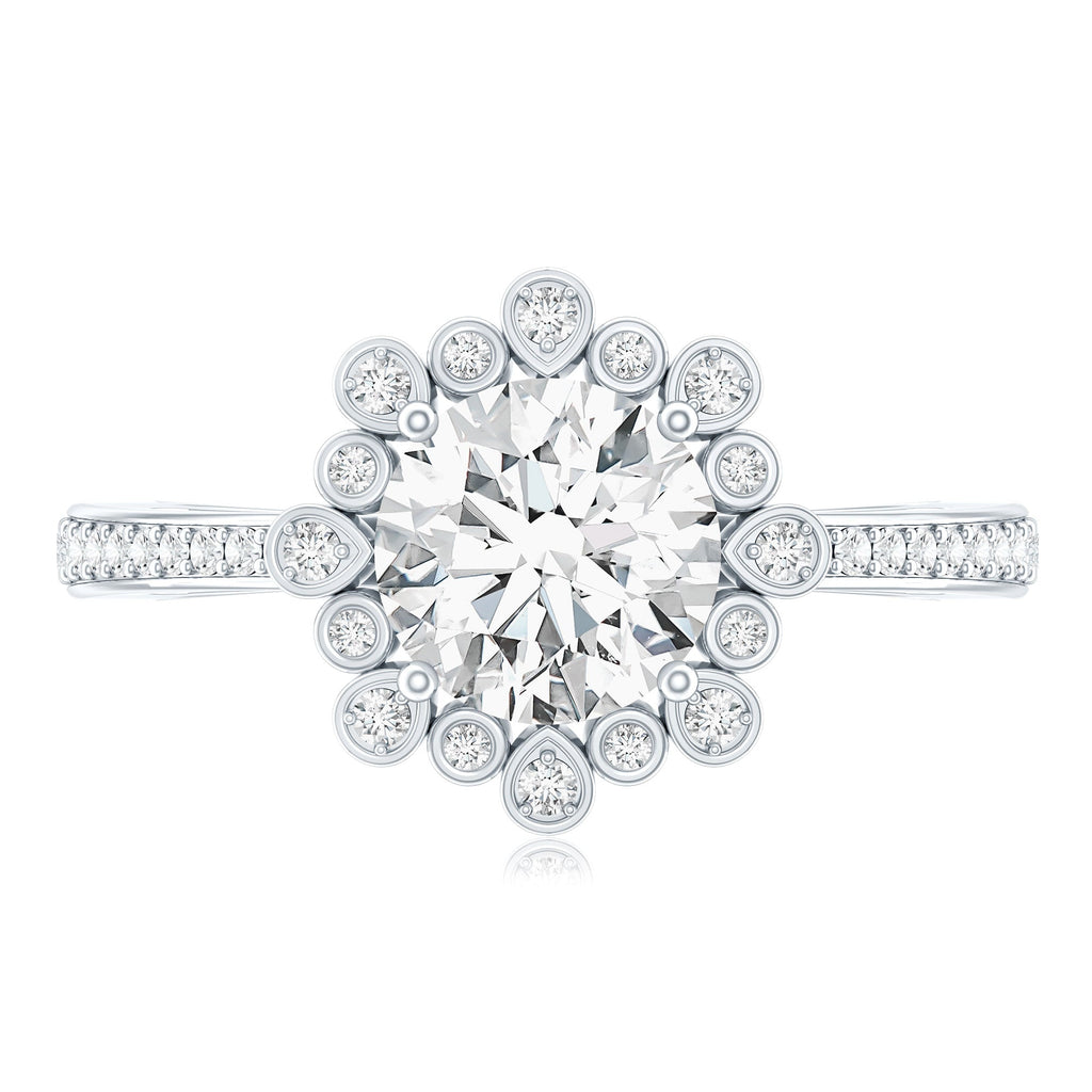Lab Grown Diamond 8 MM Circle Engagement Ring With Side Stones
