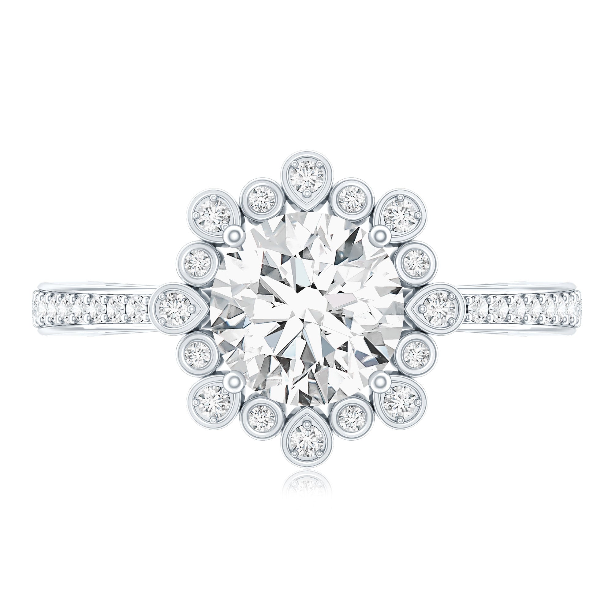 Lab Grown Diamond 8 MM Circle Engagement Ring With Side Stones