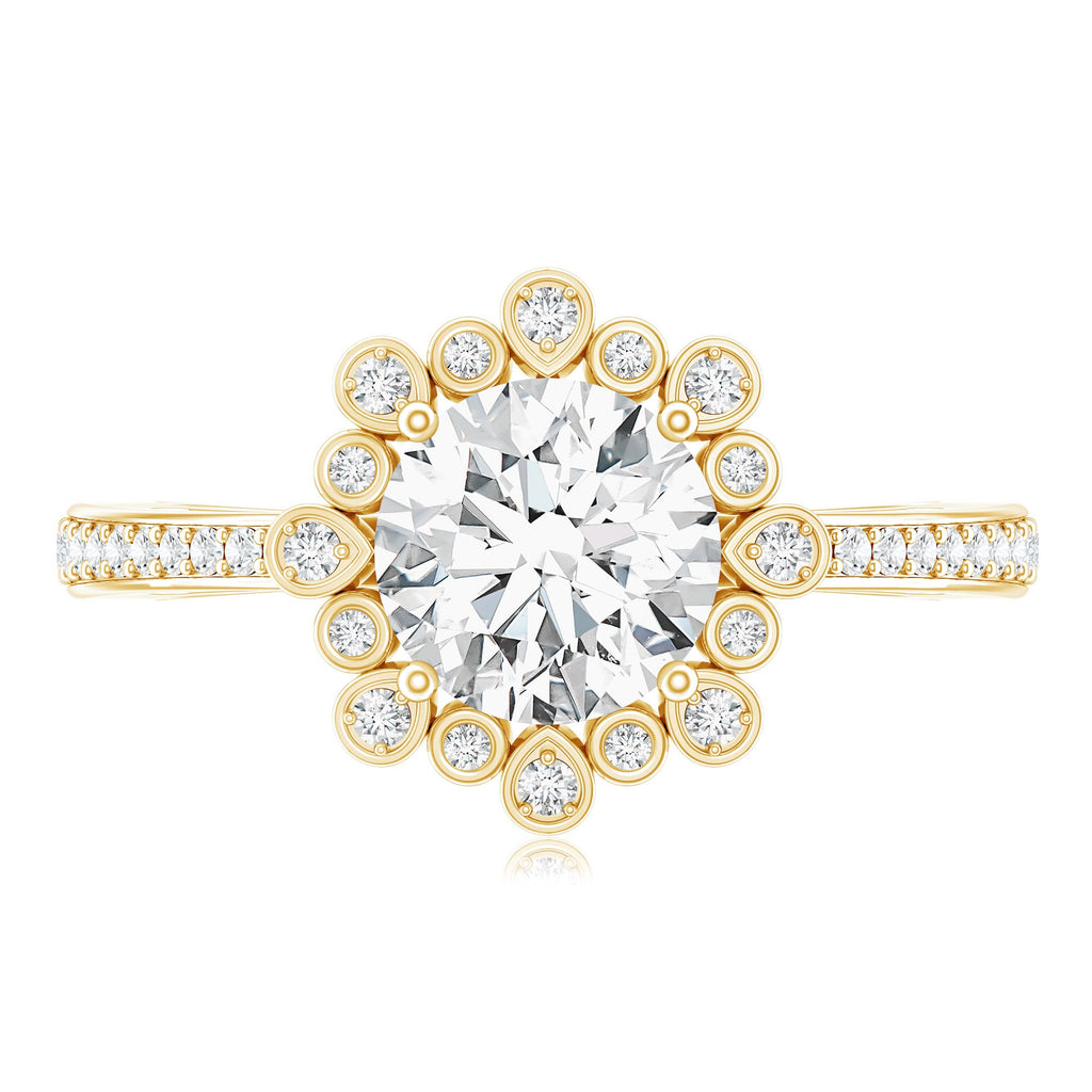 Lab Grown Diamond 8 MM Circle Engagement Ring With Side Stones