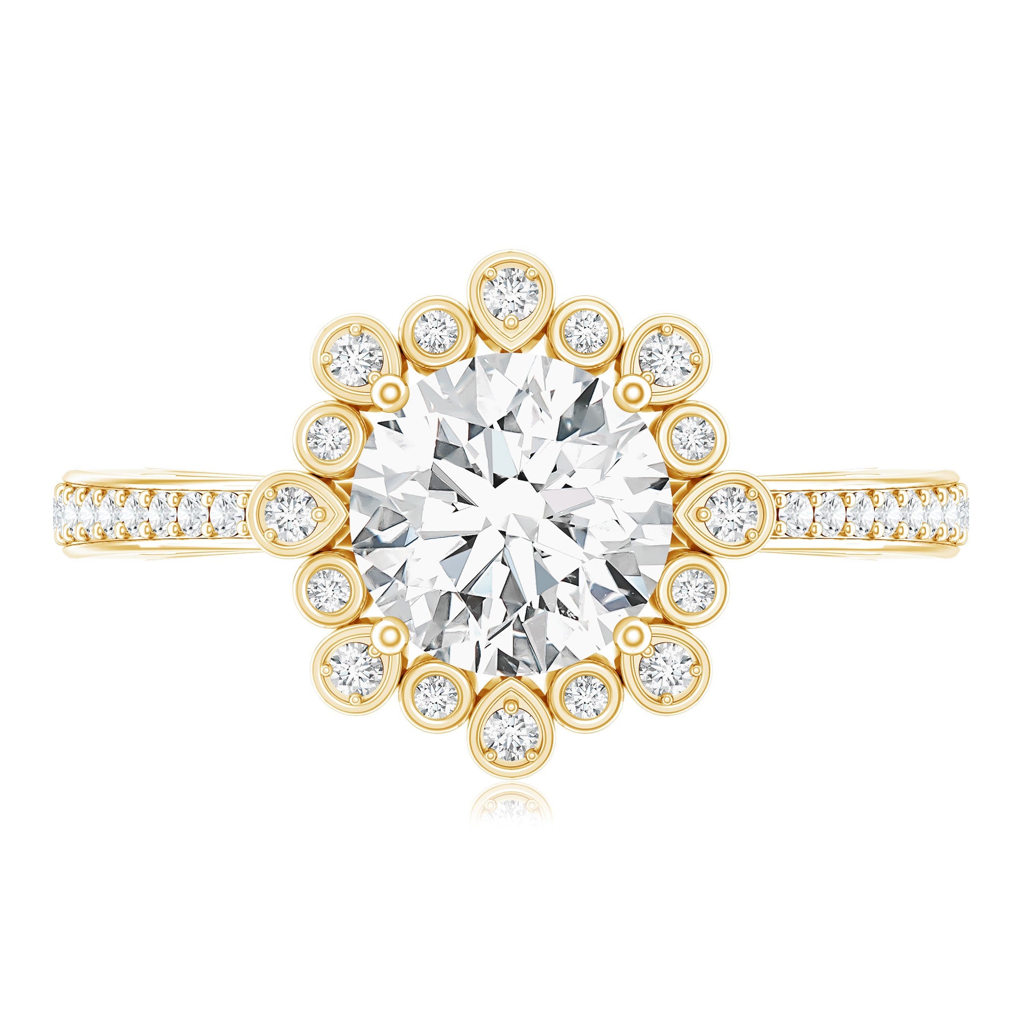 Lab Grown Diamond 8 MM Circle Engagement Ring With Side Stones