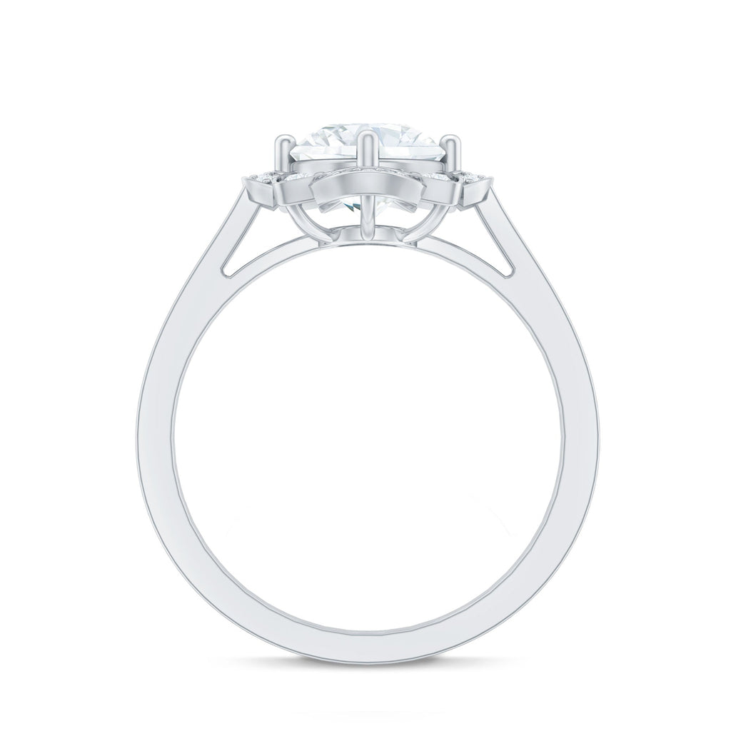 8 MM Lab Grown Diamond Vintage Engagement Ring With Diamond Studded Shank