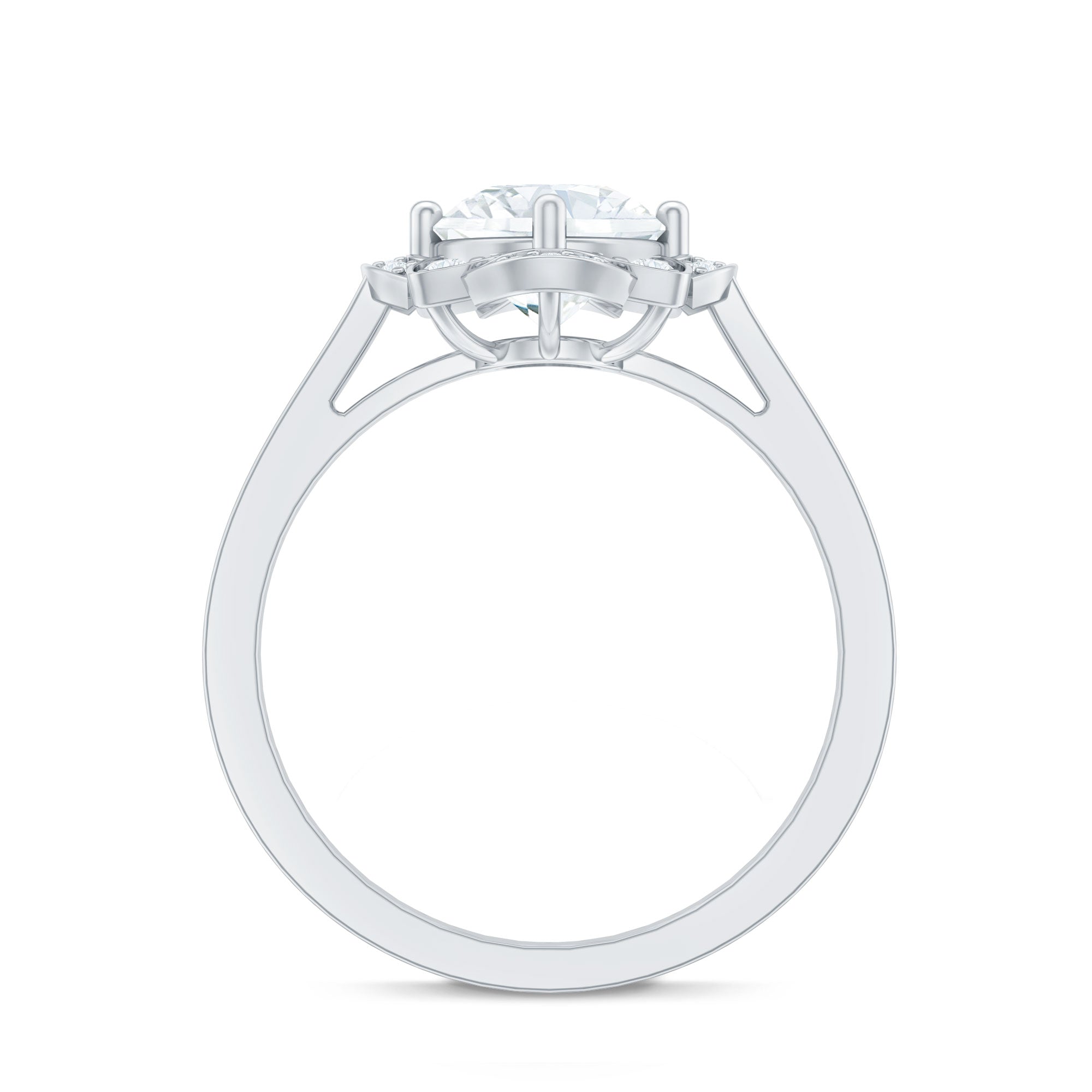 8 MM Lab Grown Diamond Vintage Engagement Ring With Diamond Studded Shank