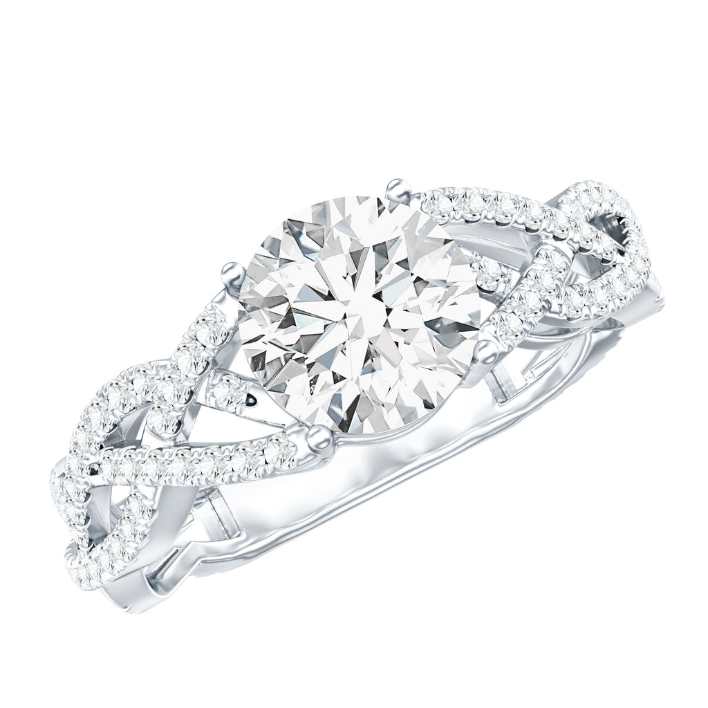 Lab Grown Diamond 8MM Round Engagement Ring With Infinity Twist