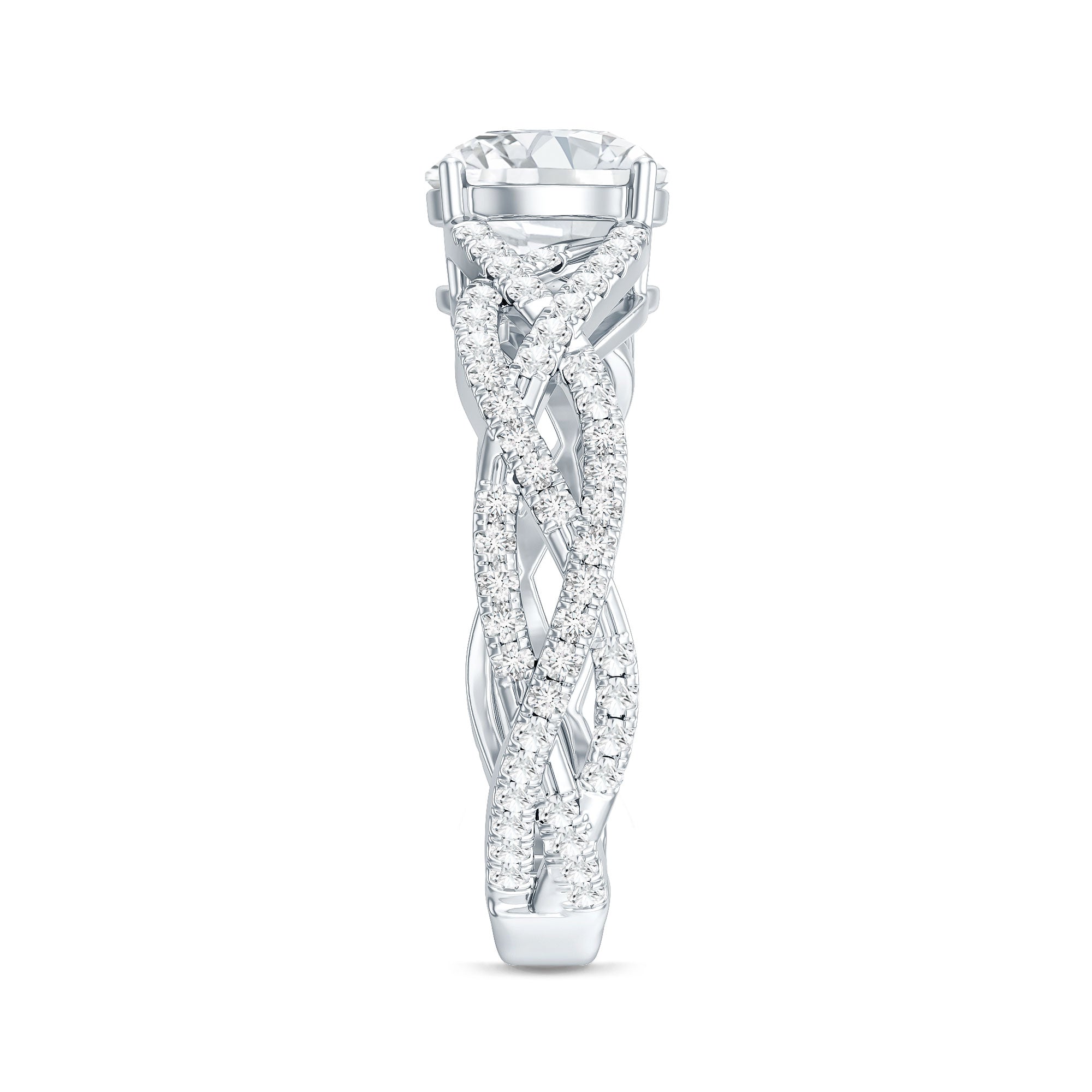 Lab Grown Diamond 8MM Round Engagement Ring With Infinity Twist