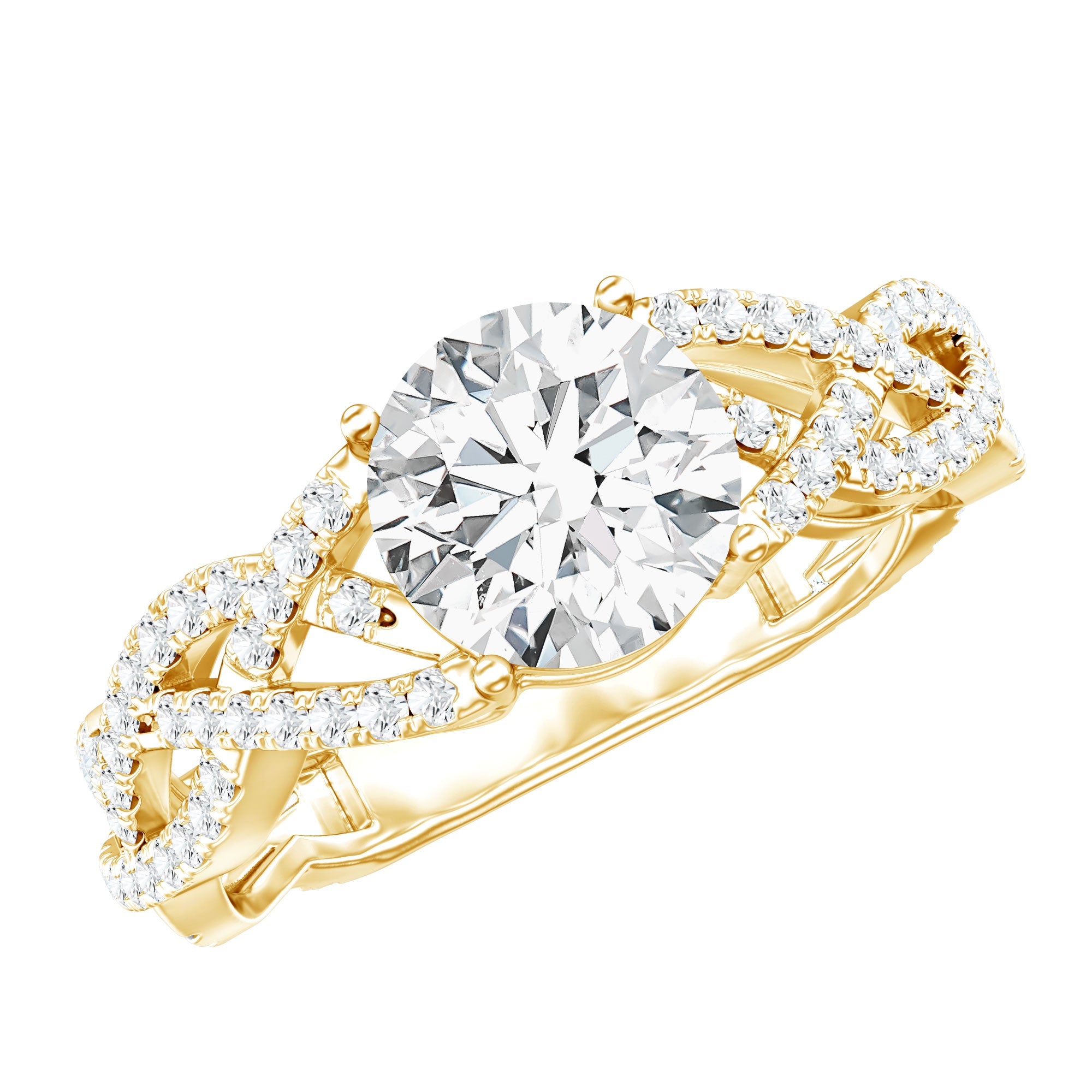 Lab Grown Diamond 8MM Round Engagement Ring With Infinity Twist