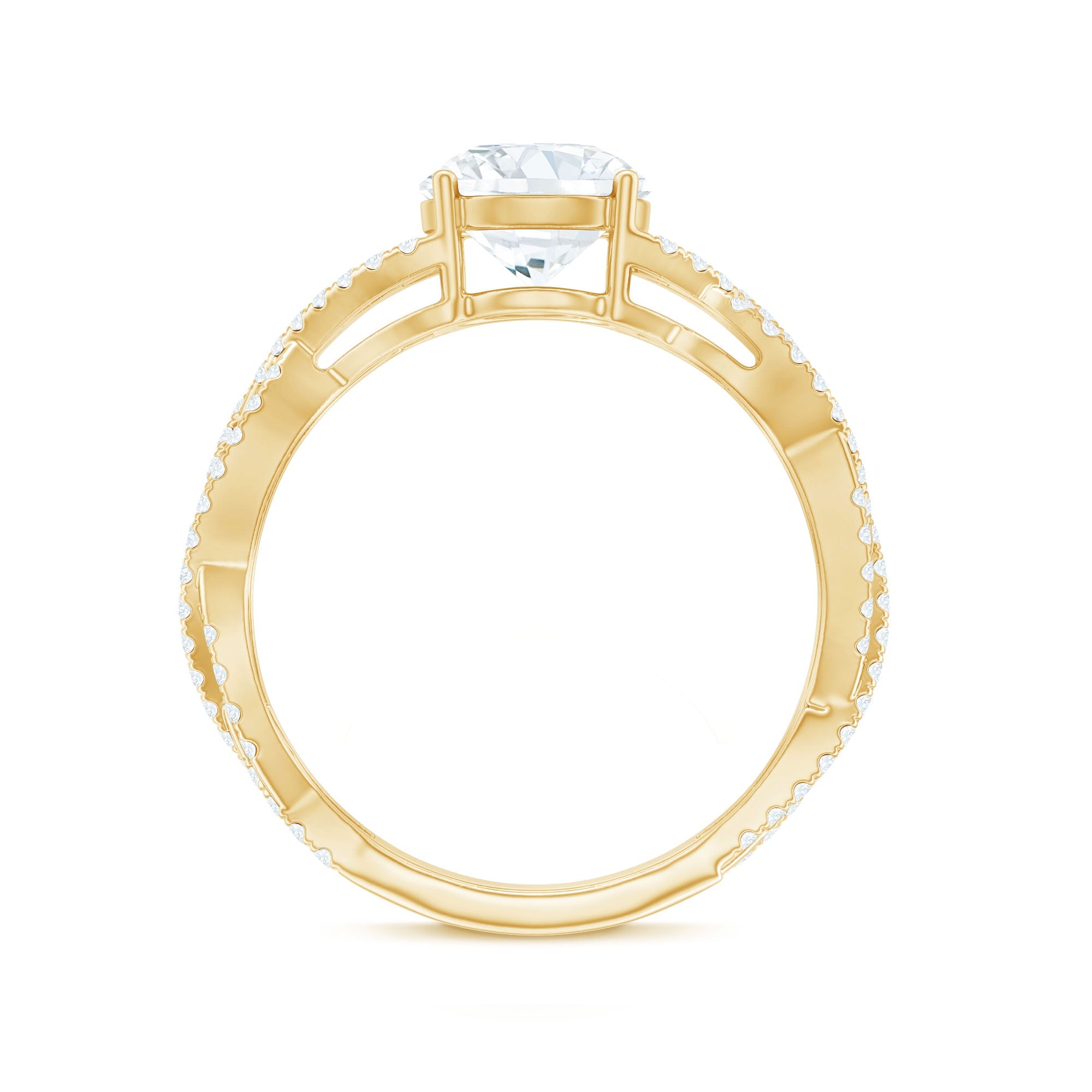 Lab Grown Diamond 8MM Round Engagement Ring With Infinity Twist