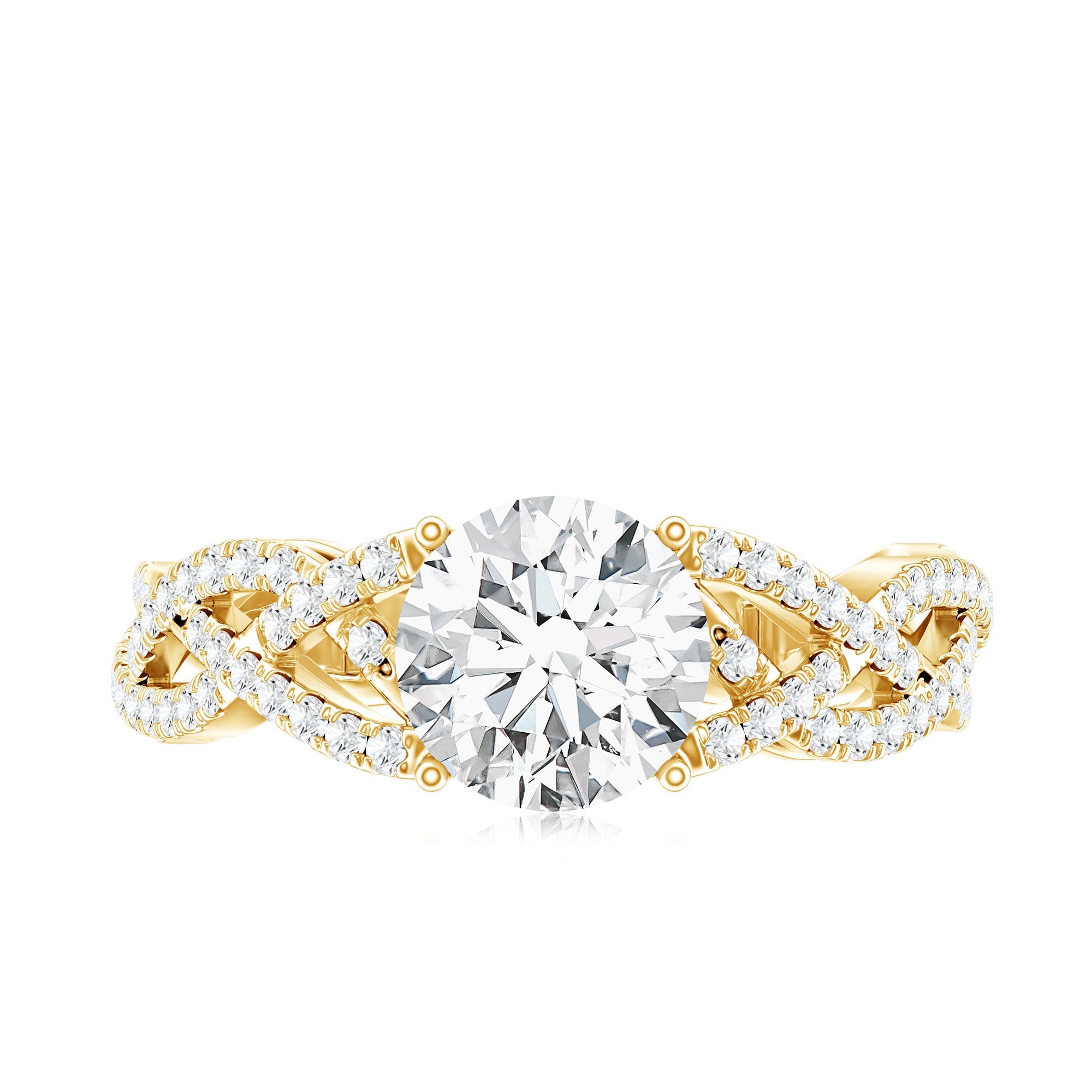 Lab Grown Diamond 8MM Round Engagement Ring With Infinity Twist