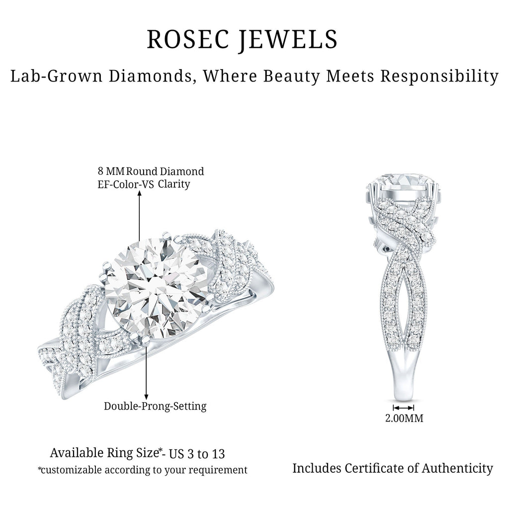 8 MM Solitaire Lab Grown Diamond Non Traditional Engagement Ring