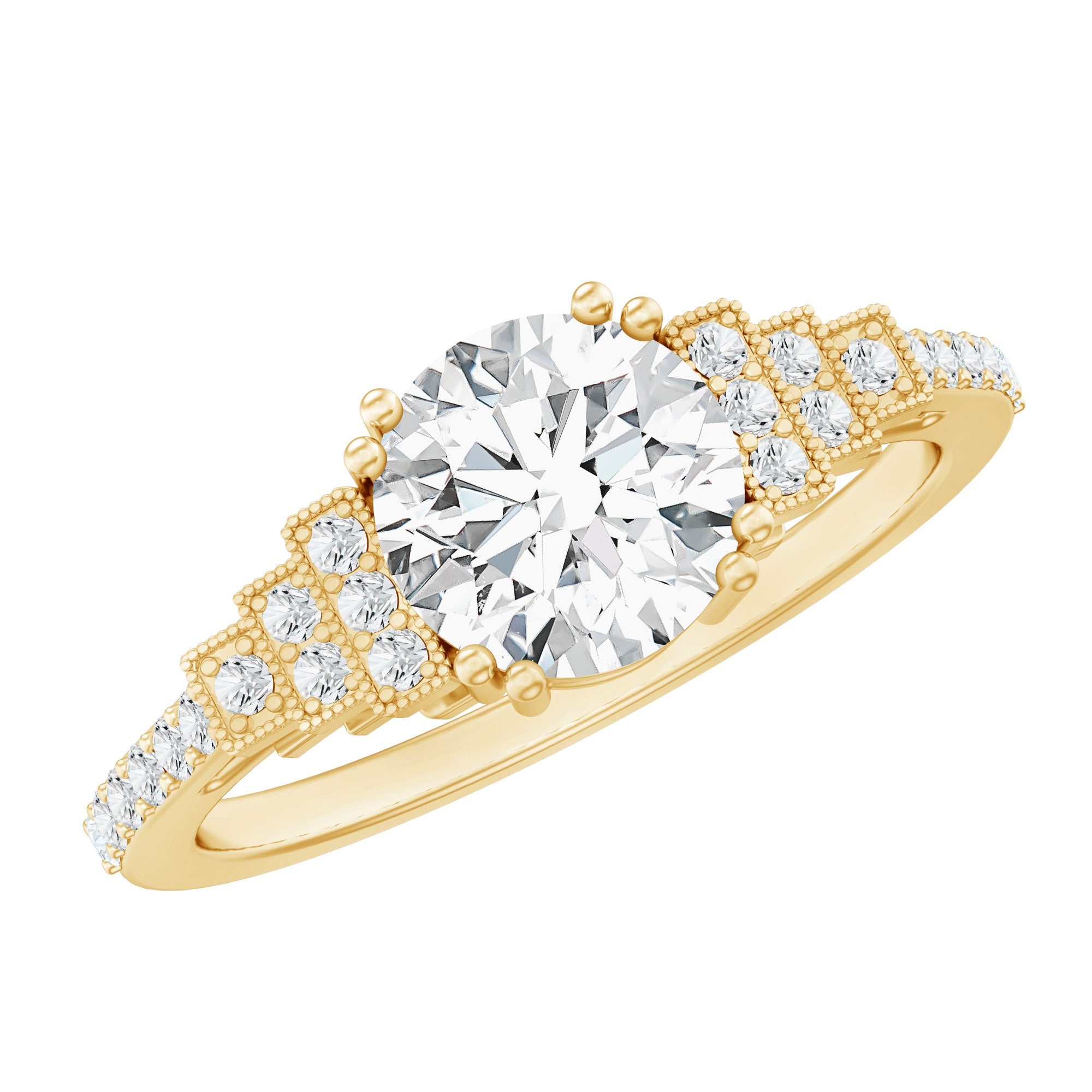 8 MM Lab Grown Diamond Retro Engagement Ring