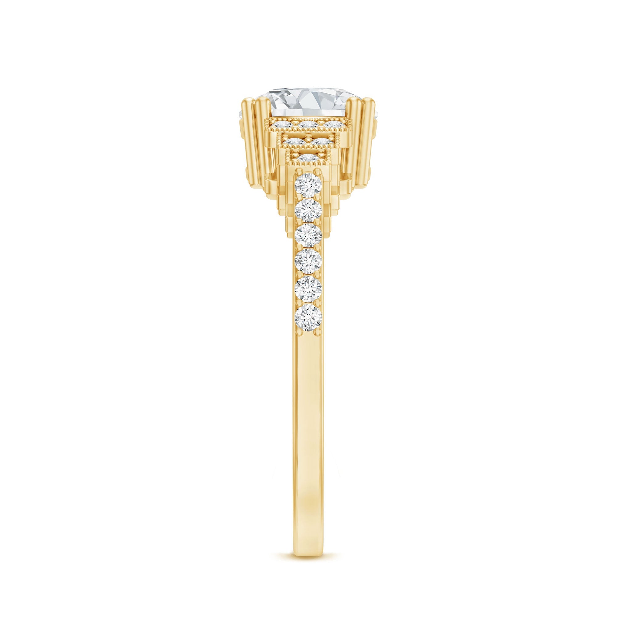 8 MM Lab Grown Diamond Retro Engagement Ring