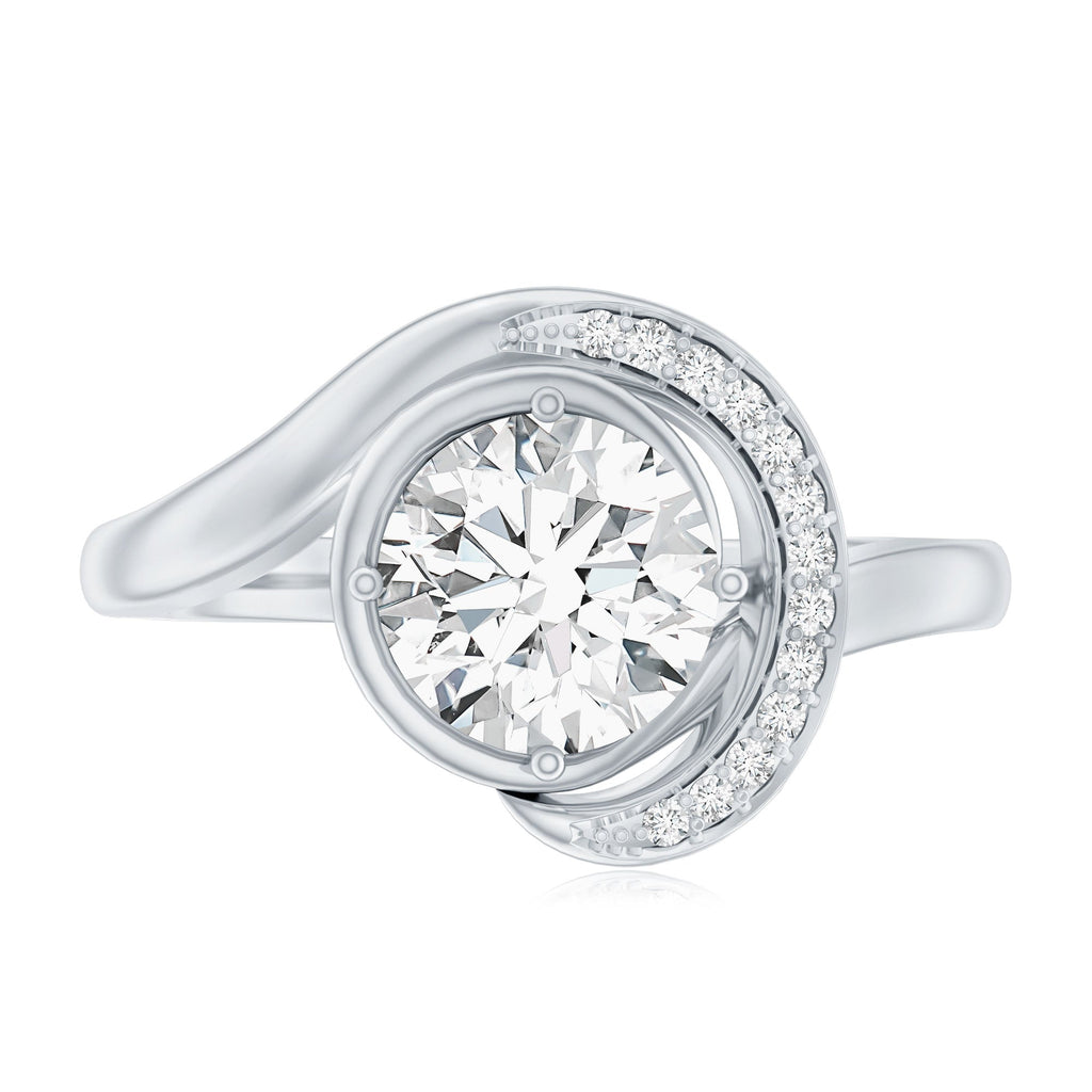 7 MM Lab Grown Diamond Unique Engagement Ring For Her