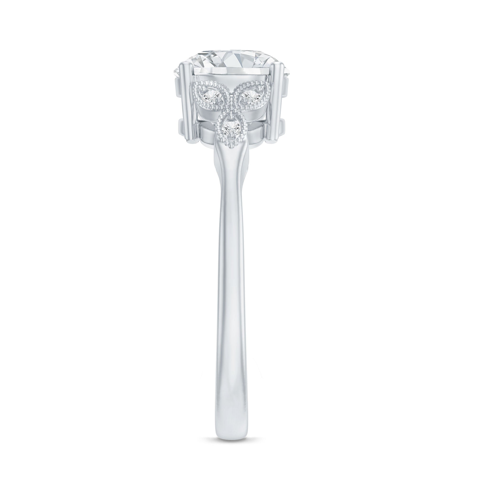 8 MM Round Lab Grown Diamond Vine Engagement Ring