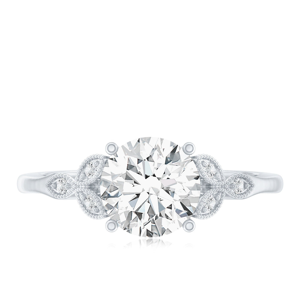 8 MM Round Lab Grown Diamond Vine Engagement Ring
