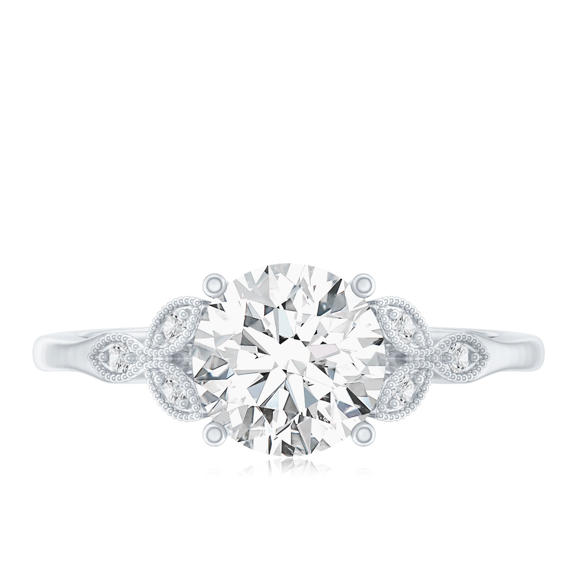8 MM Round Lab Grown Diamond Vine Engagement Ring