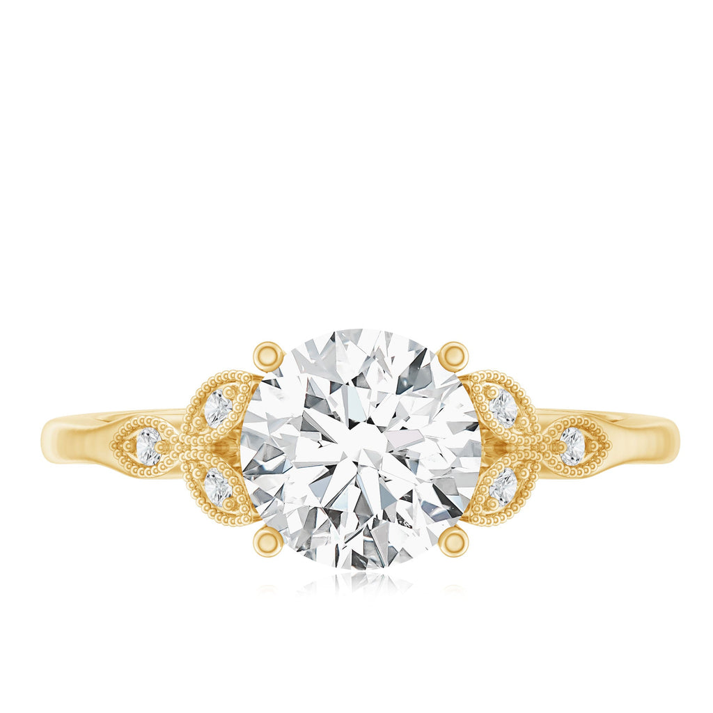 8 MM Round Lab Grown Diamond Vine Engagement Ring