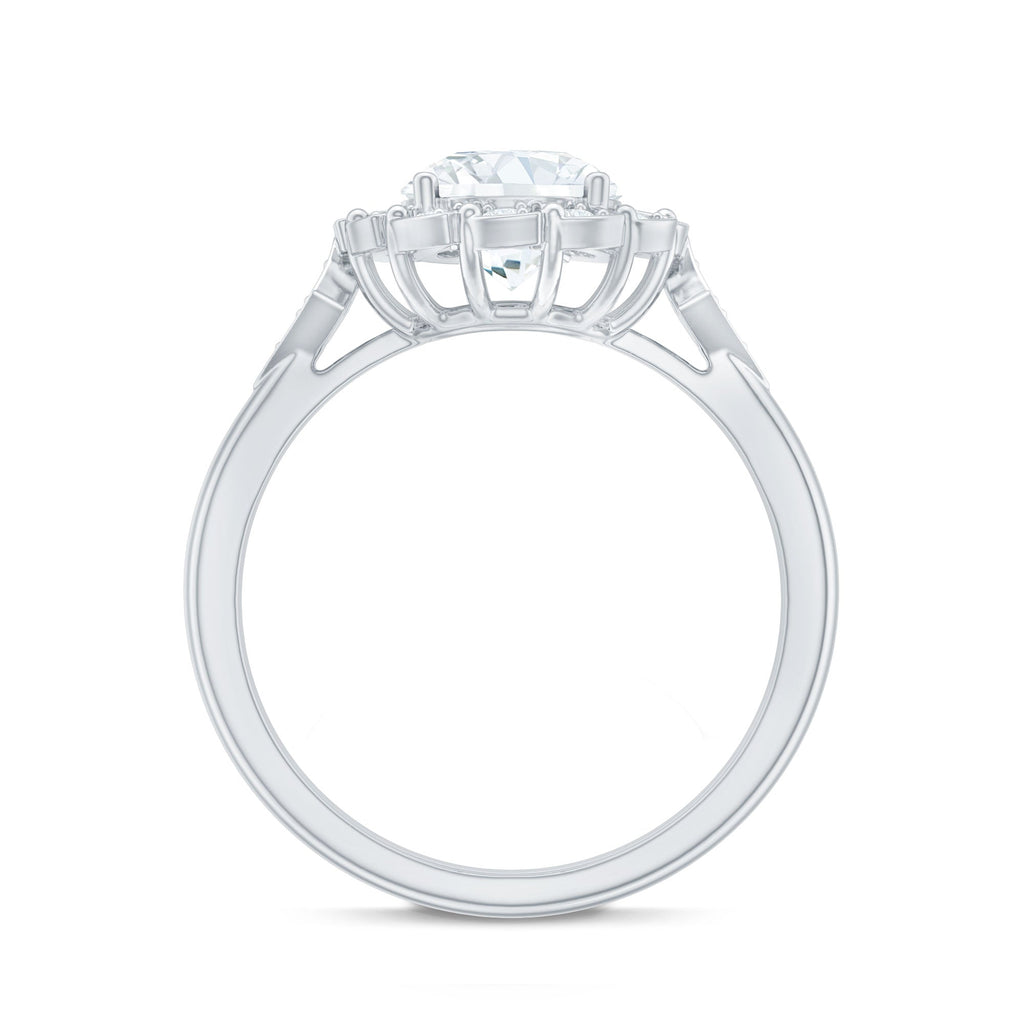 Certified 8 MM Lab Grown Diamond Flower Halo Engagement Ring