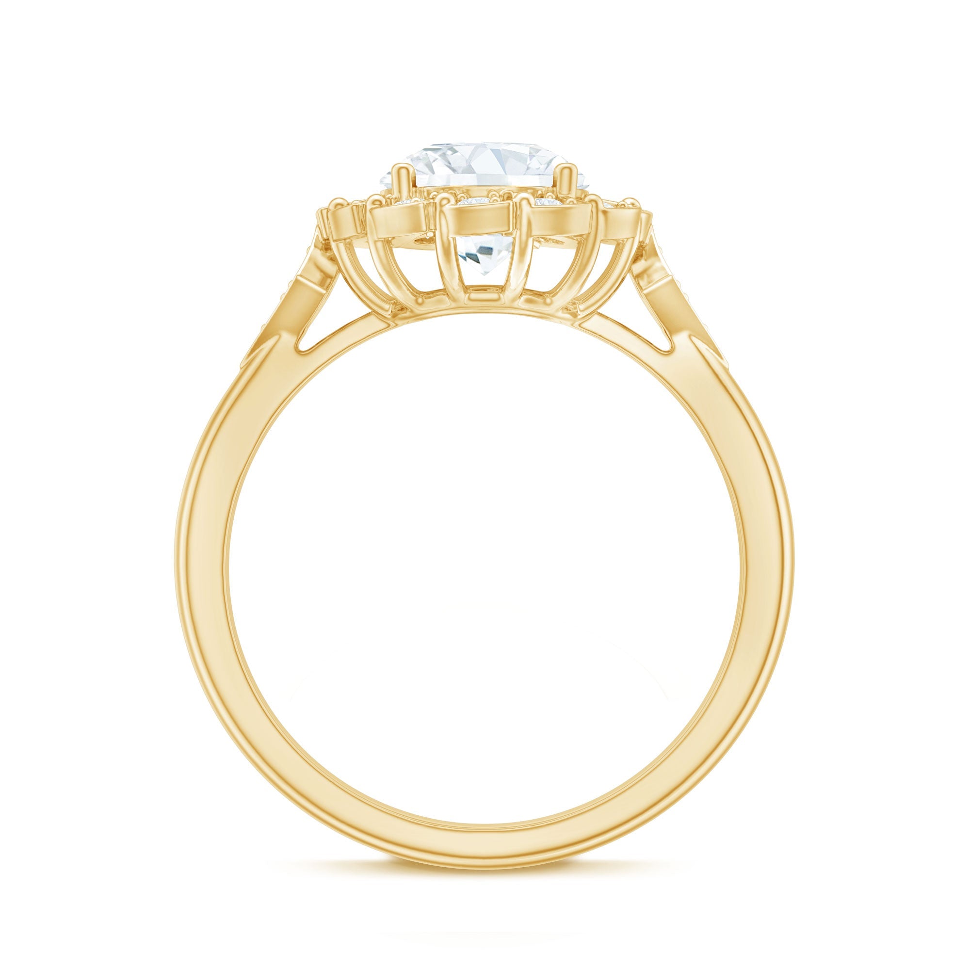 Certified 8 MM Lab Grown Diamond Flower Halo Engagement Ring