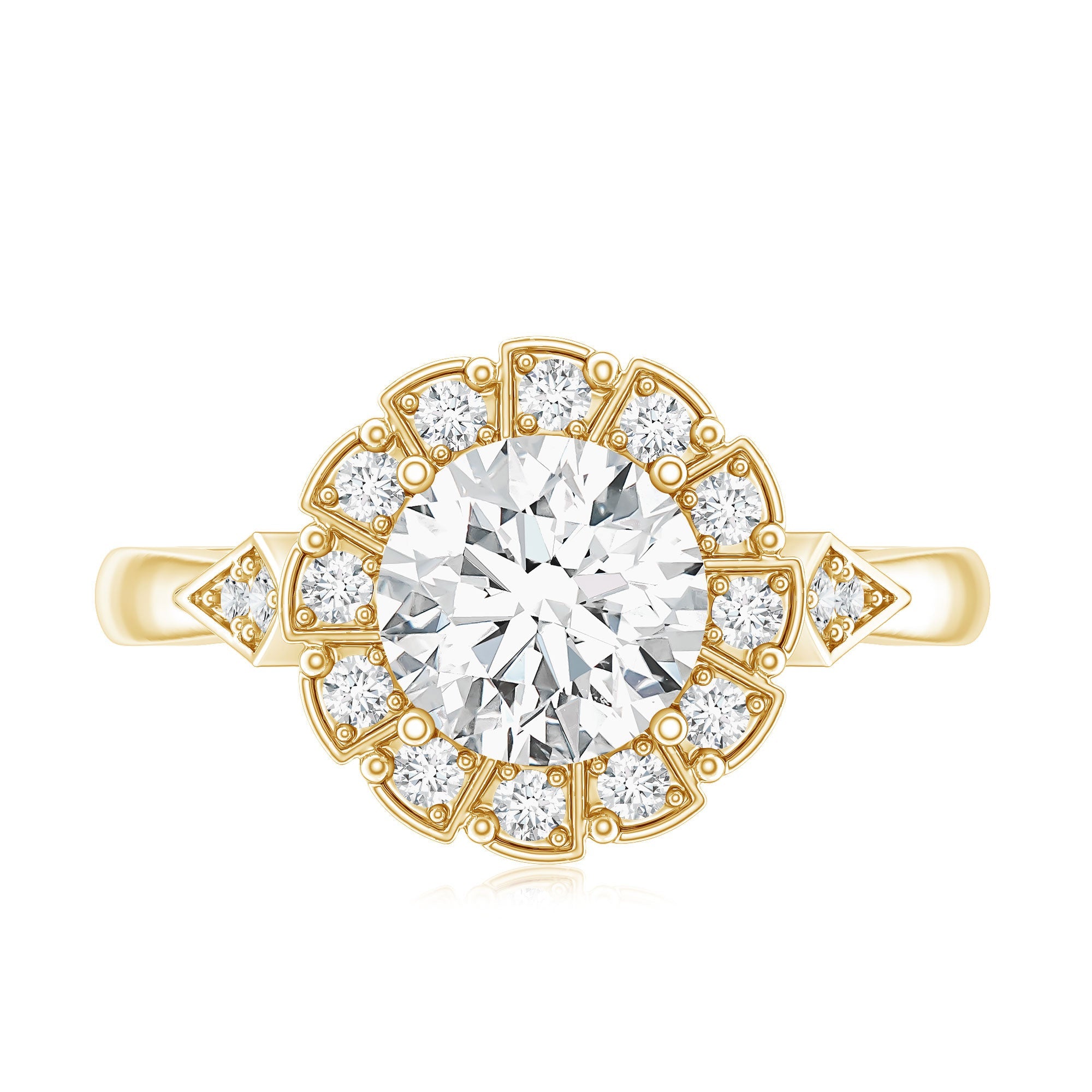Certified 8 MM Lab Grown Diamond Flower Halo Engagement Ring