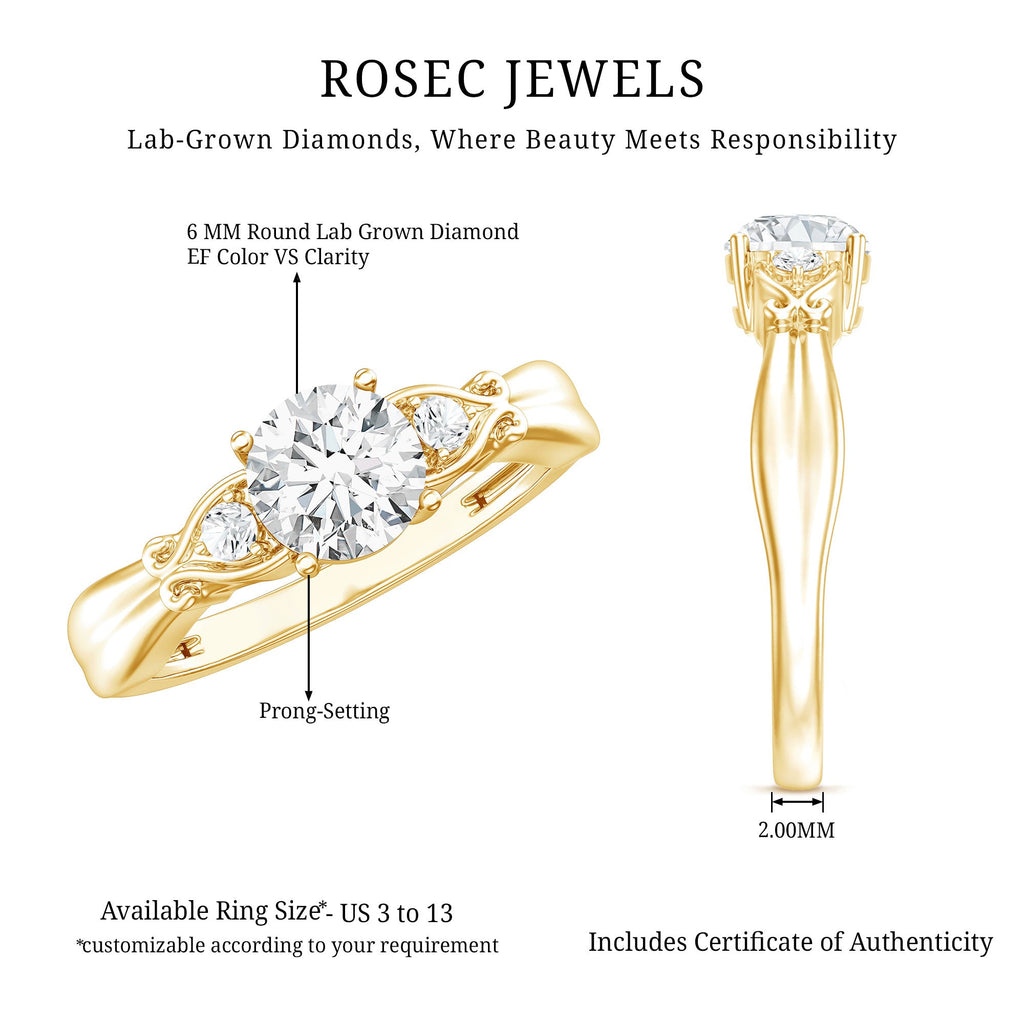 Certified 6 MM Lab Grown Diamond 4 Prong Engagement Ring