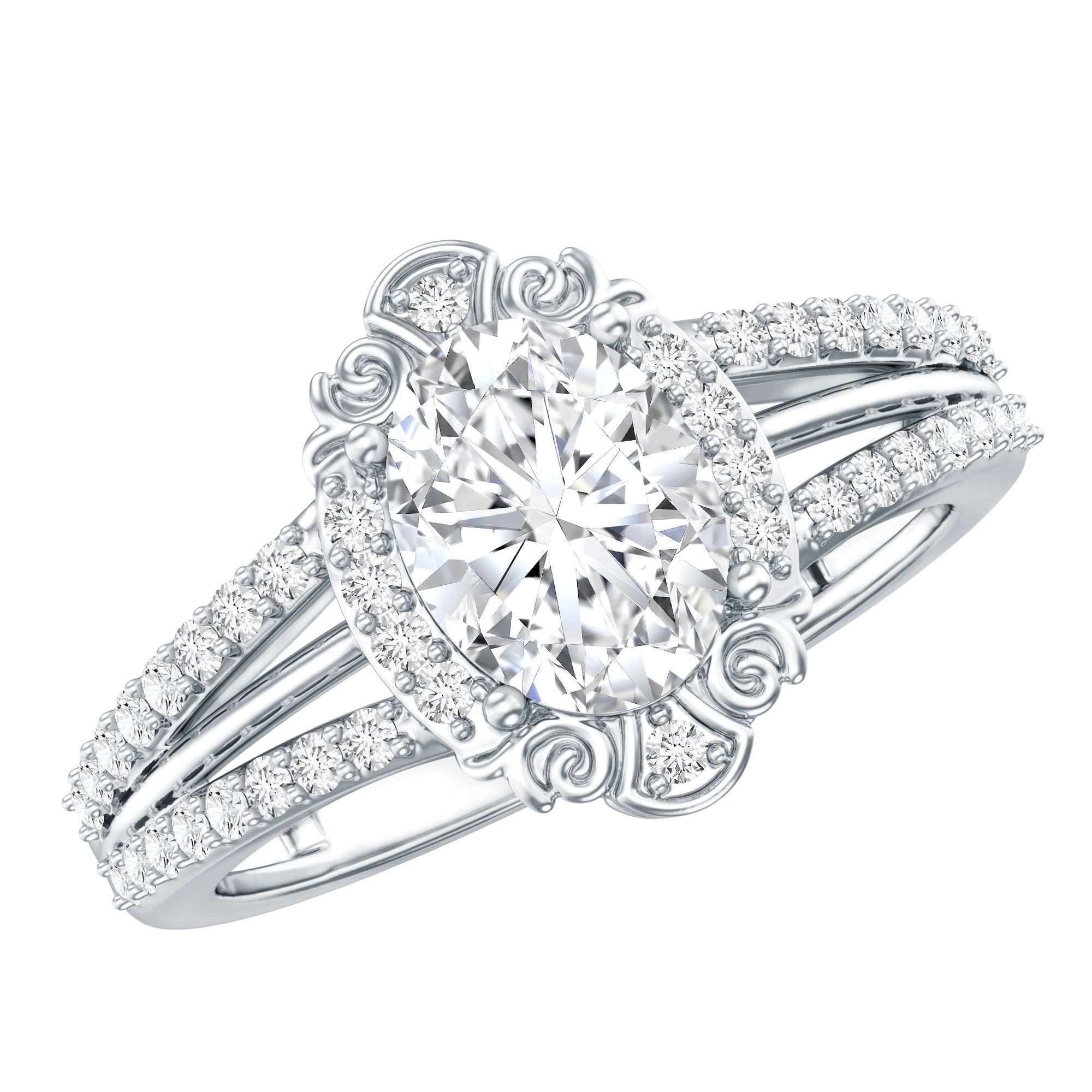 6X8 MM Oval Lab Grown Diamond Vintage Engagement Ring For Women