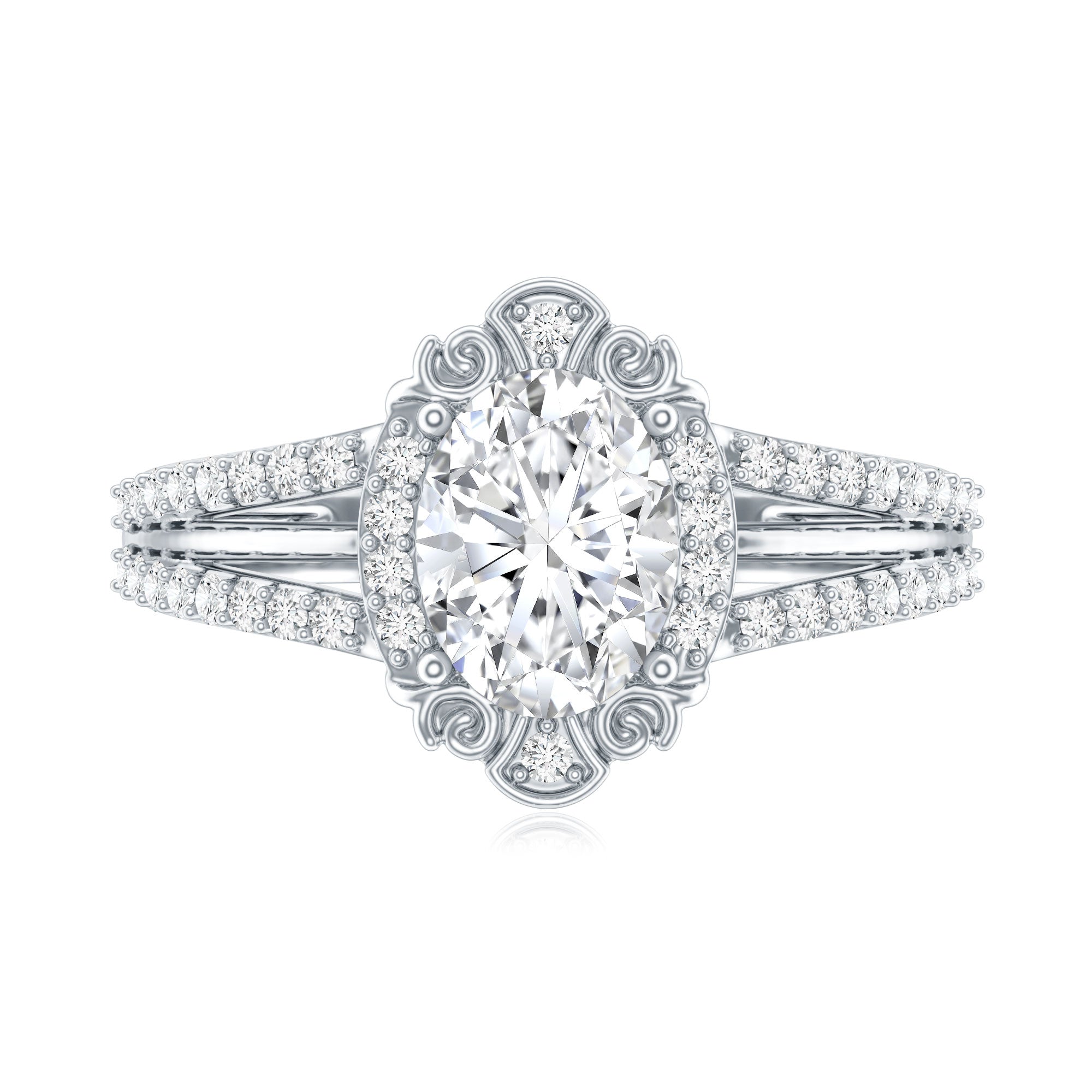 6X8 MM Oval Lab Grown Diamond Vintage Engagement Ring For Women