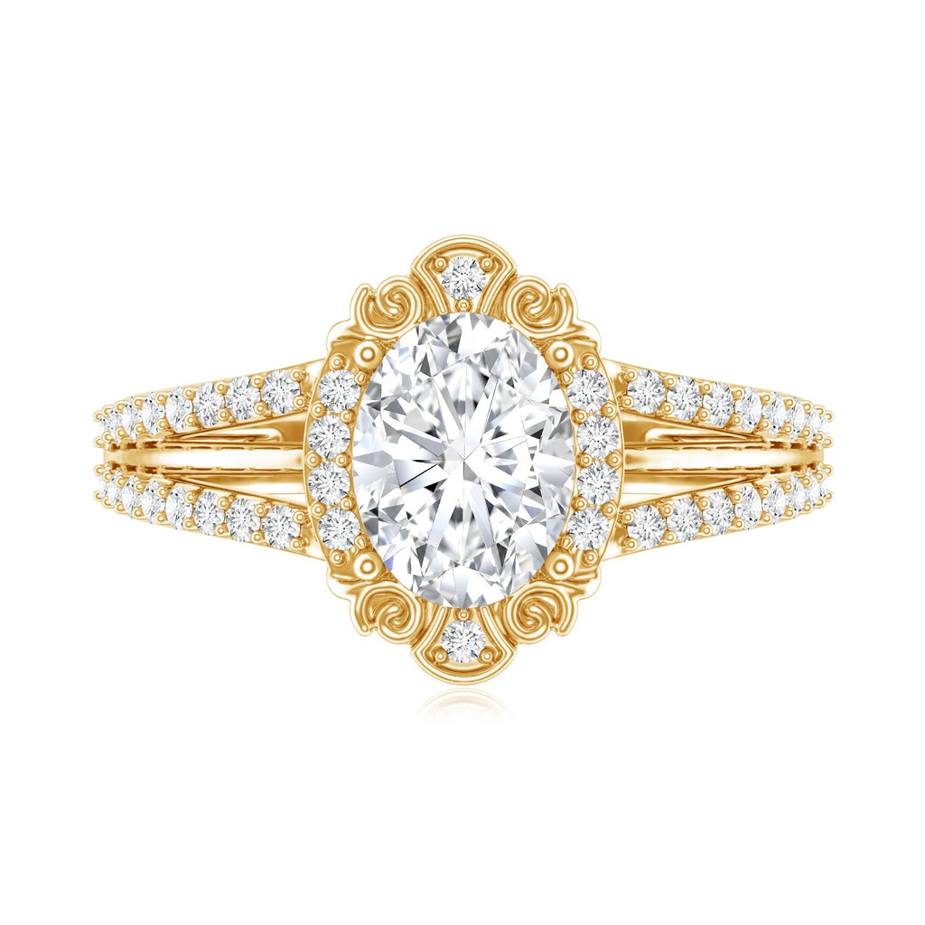 6X8 MM Oval Lab Grown Diamond Vintage Engagement Ring For Women