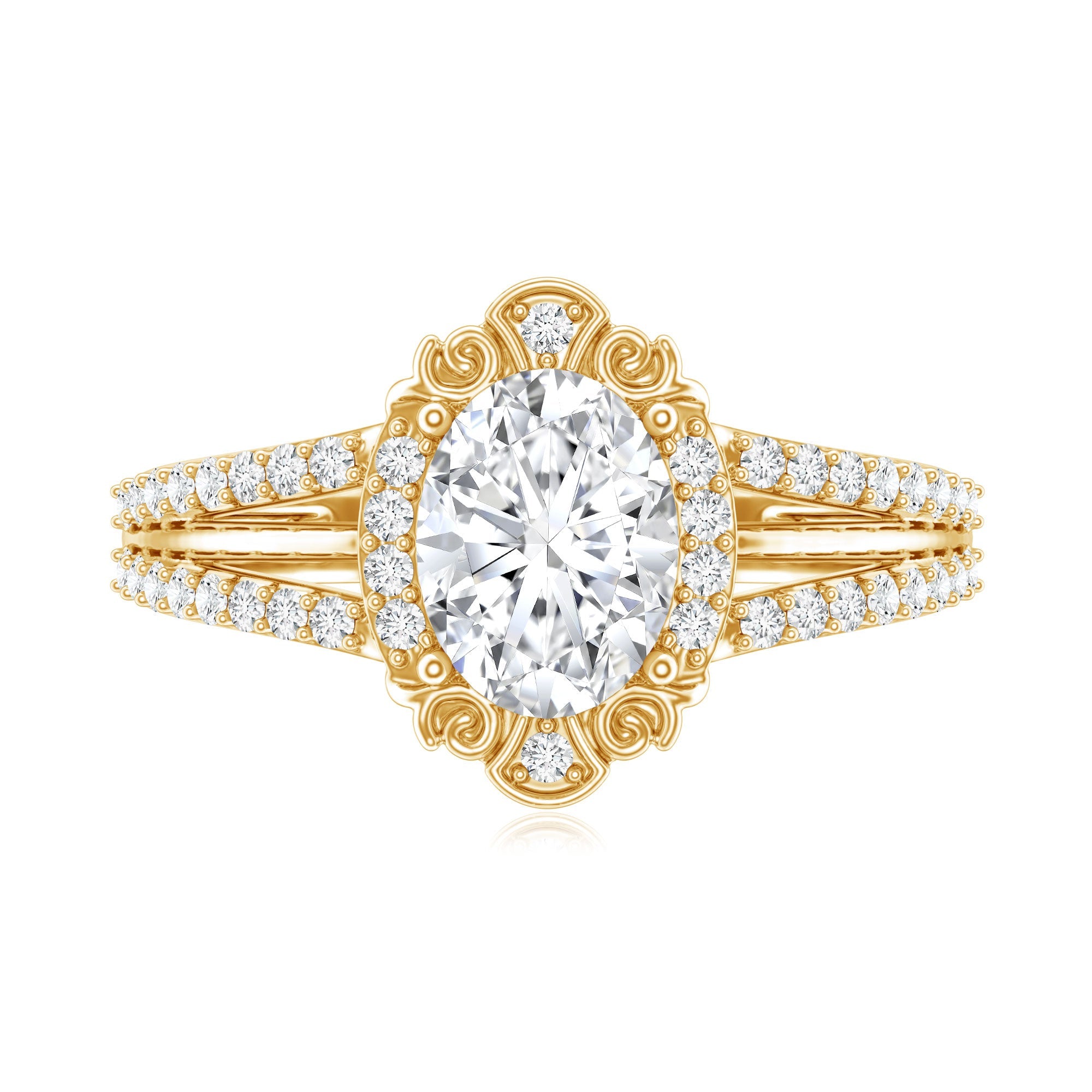 6X8 MM Oval Lab Grown Diamond Vintage Engagement Ring For Women