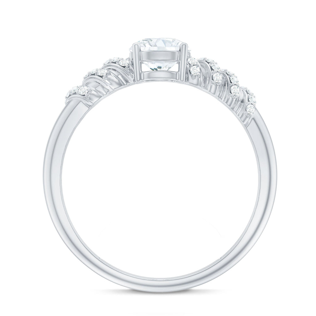 6 MM Lab Grown Diamond Designer Engagement Ring With Side Stones