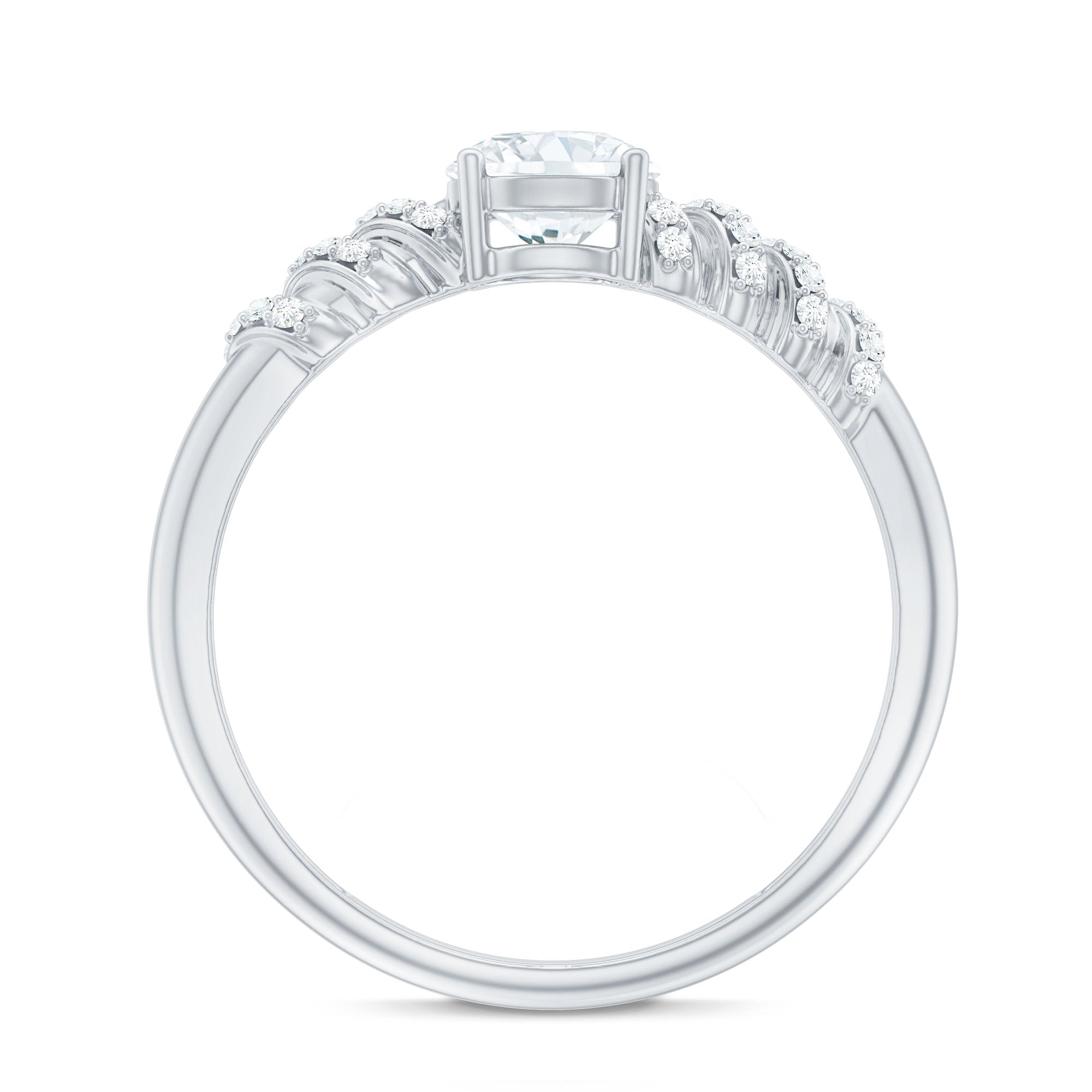 6 MM Lab Grown Diamond Designer Engagement Ring With Side Stones