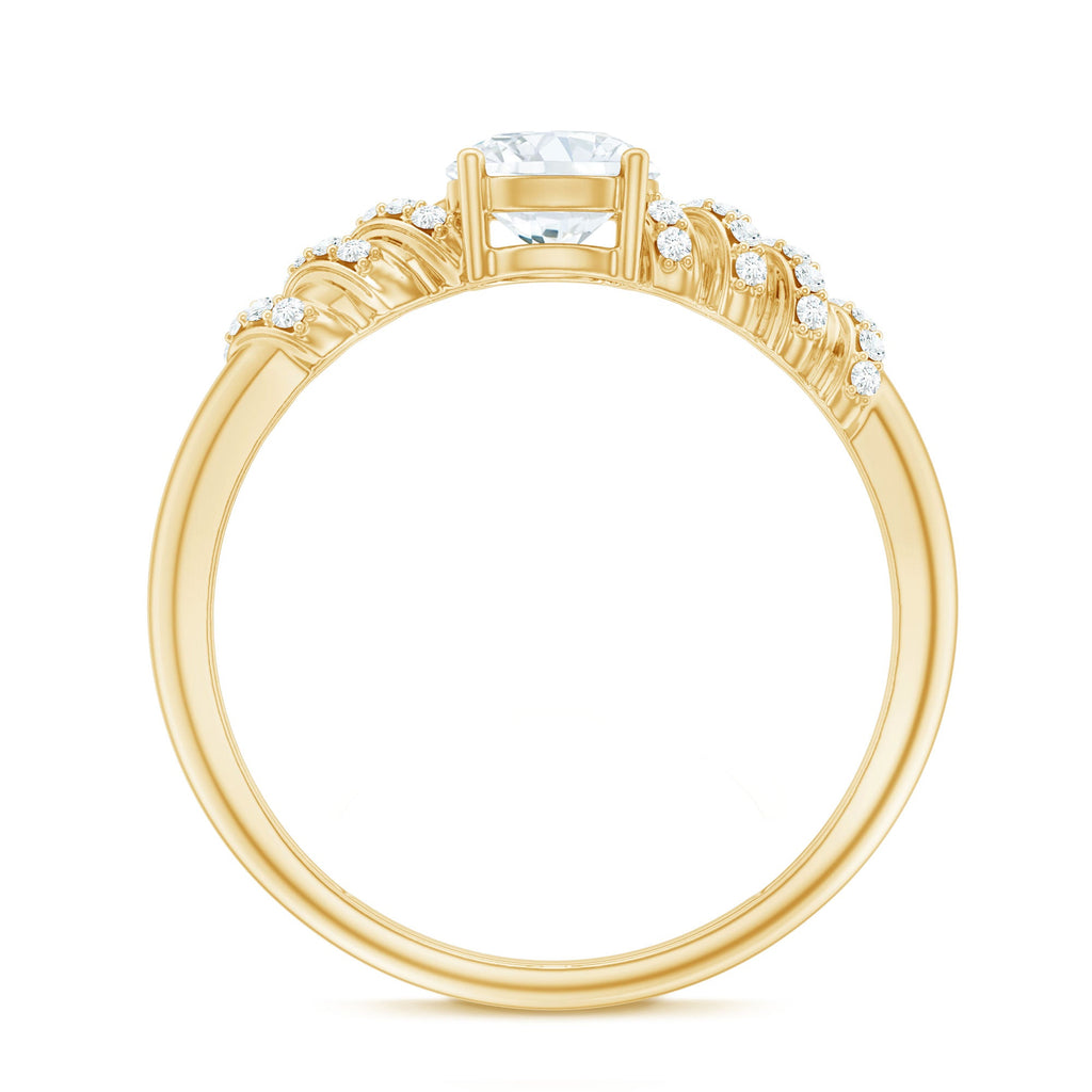 6 MM Lab Grown Diamond Designer Engagement Ring With Side Stones