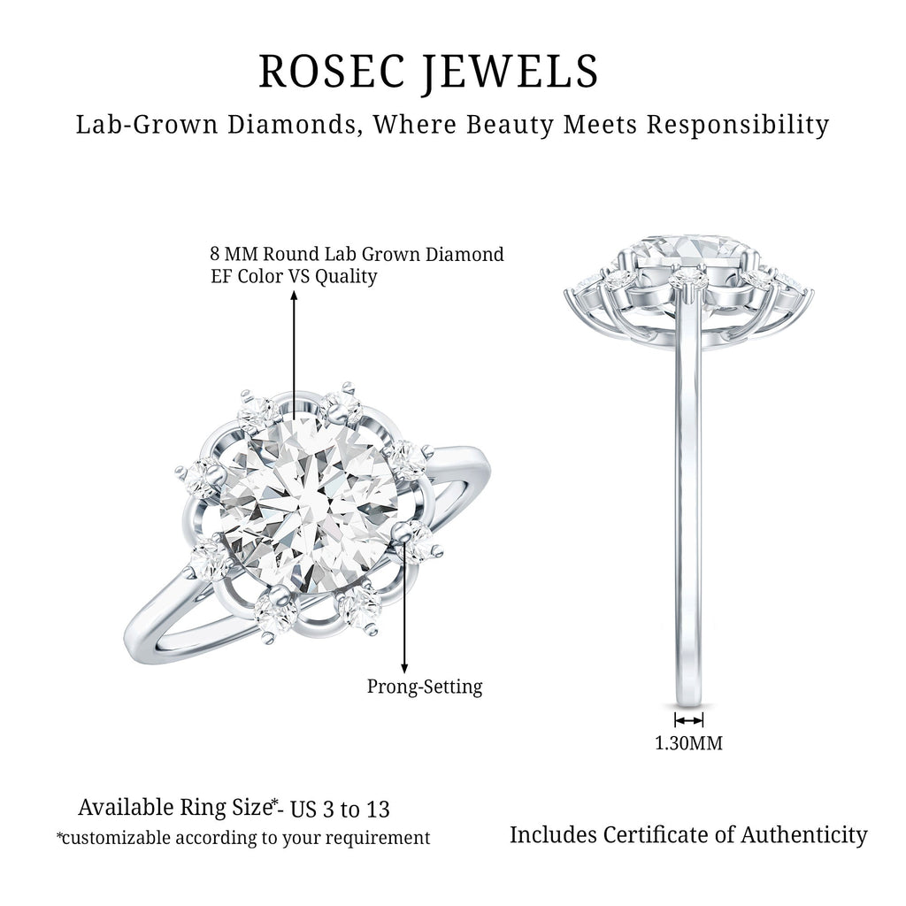 8 MM Lab Grown Diamond Statement Engagement Ring