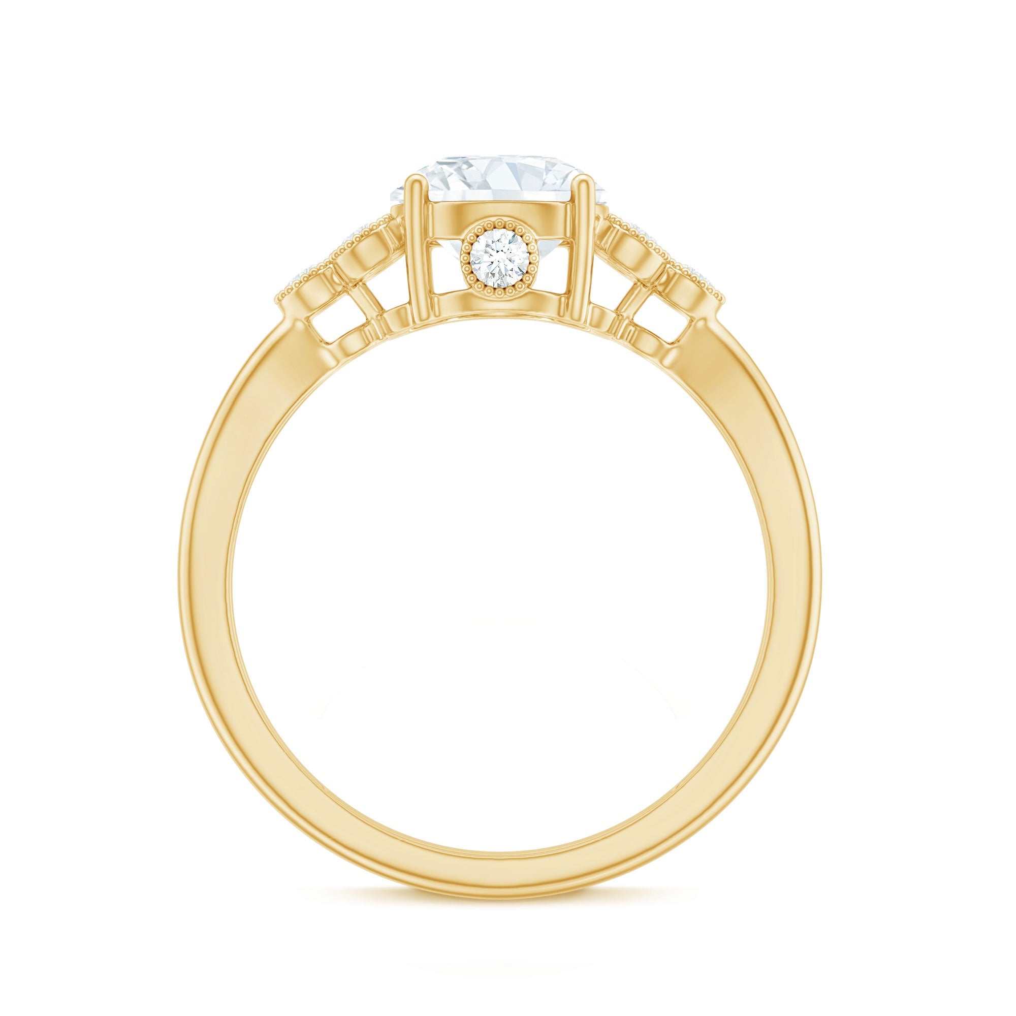 2 Carat Solitaire Lab Diamond Engagement Ring With Diamond Trio