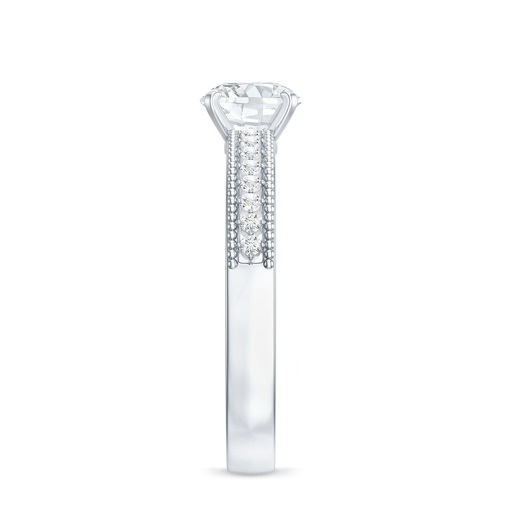 Certified 6 MM Lab Grown Diamond Engagement Ring with Side Stones