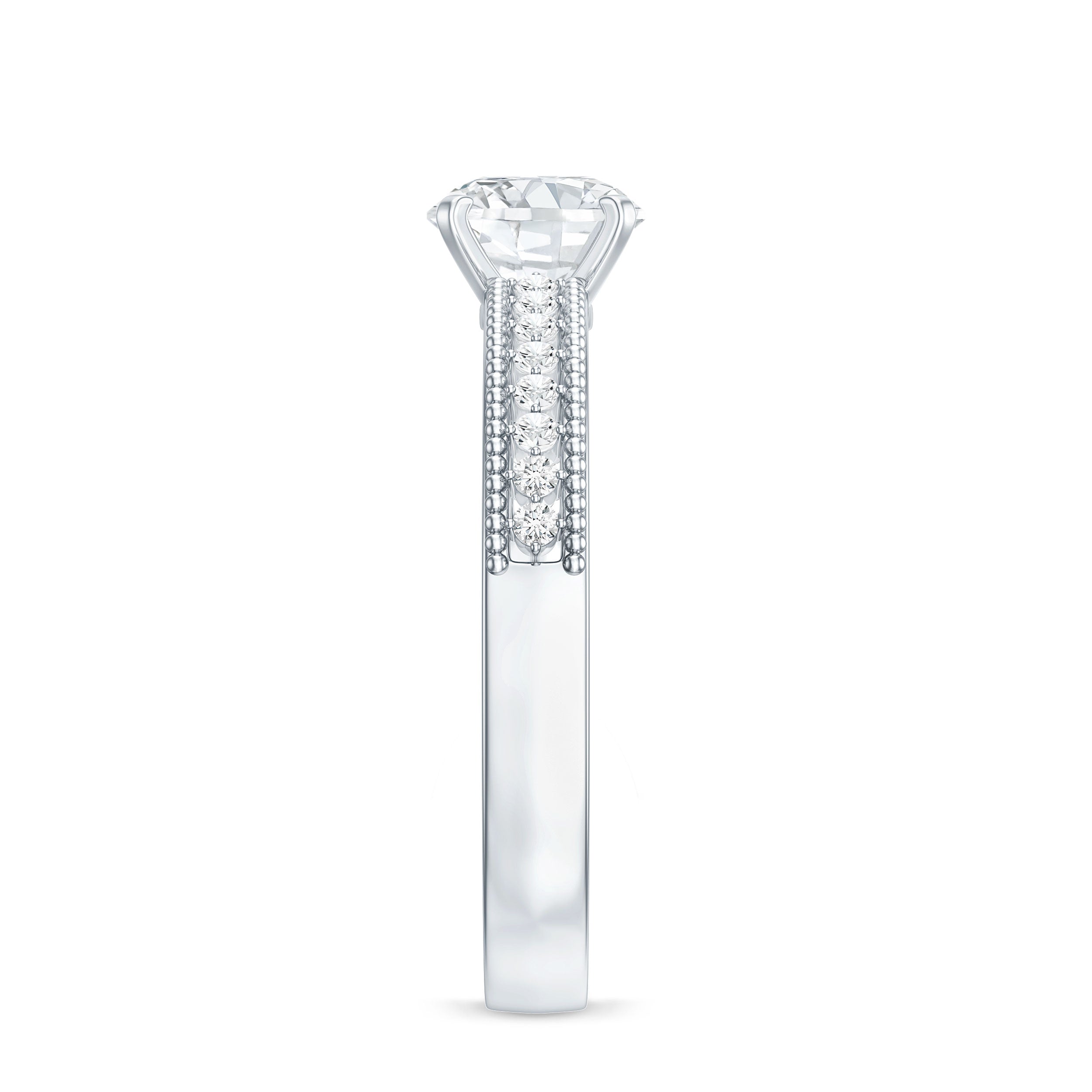 Certified 6 MM Lab Grown Diamond Engagement Ring with Side Stones