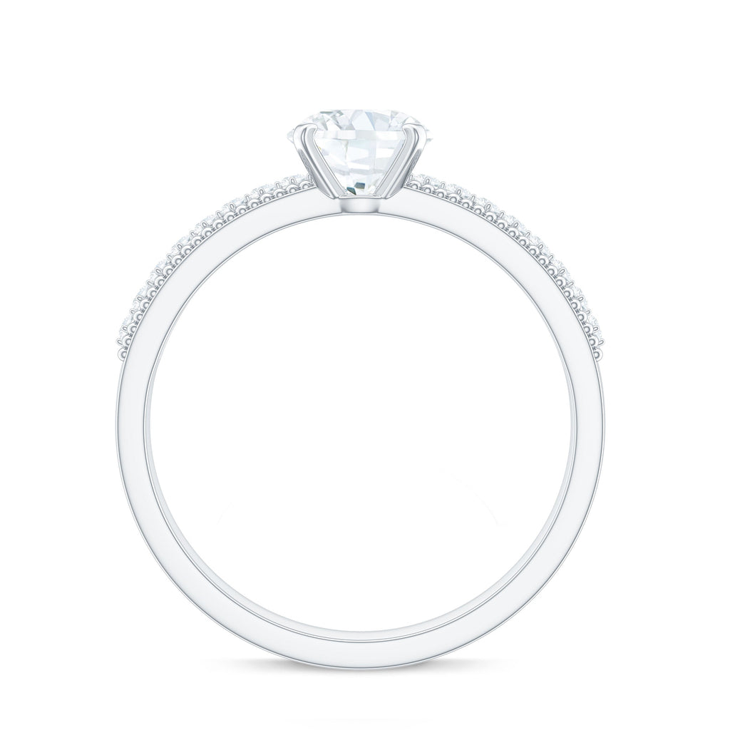 Certified 6 MM Lab Grown Diamond Engagement Ring with Side Stones
